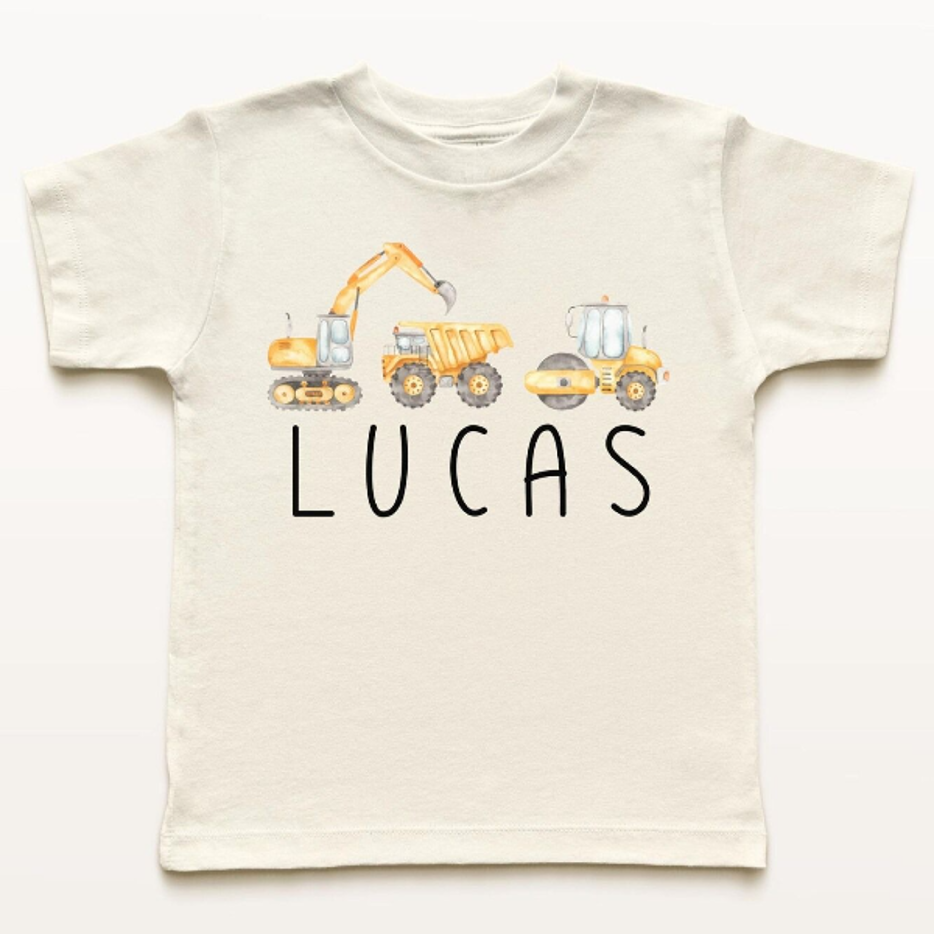 personalized construction truck shirt custom name toddler shirt excavator dump truck roller kids construction birthday