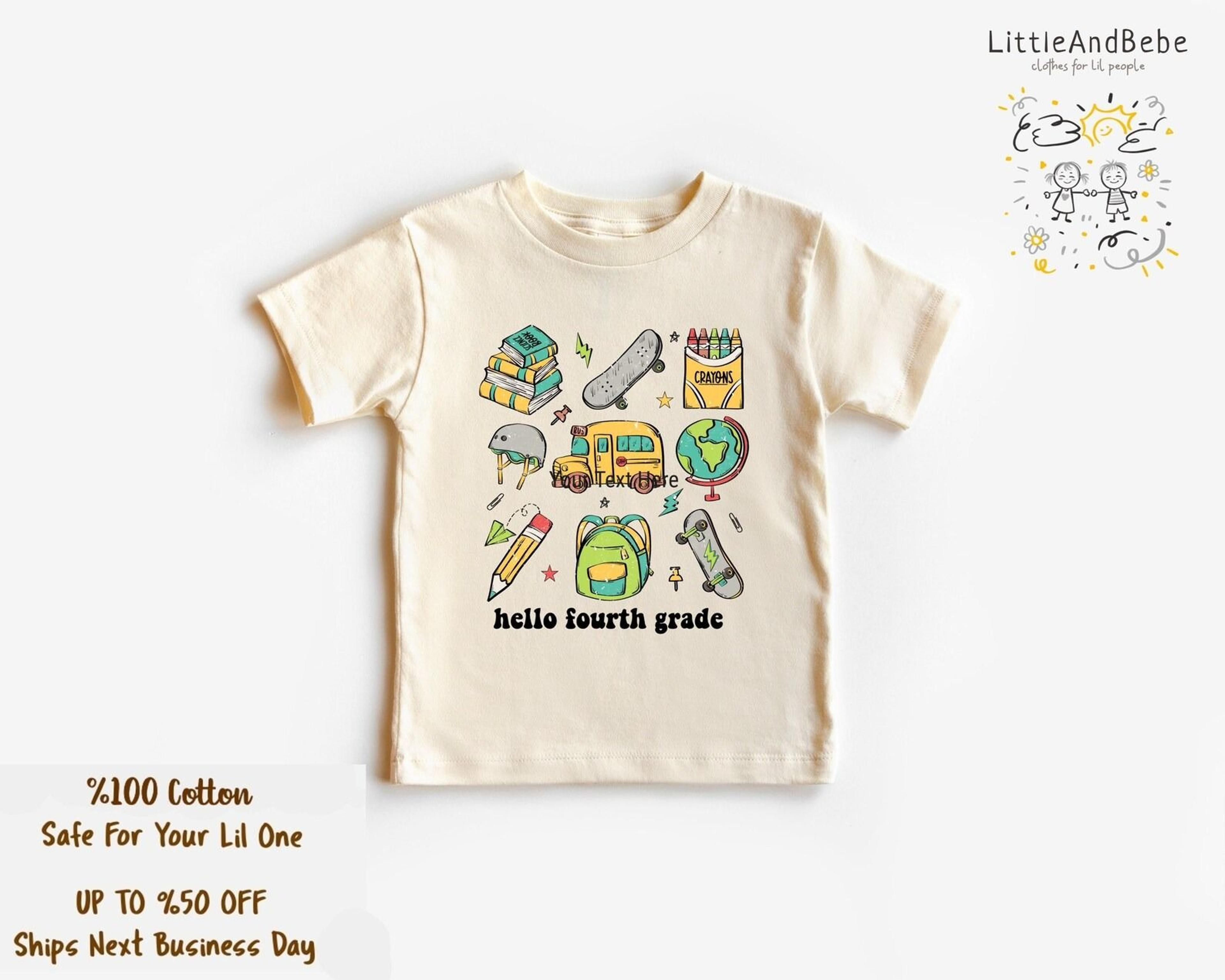 hello fourth grade shirt, 4th grade back to school shirt, first day of fourth grade tee, fourth grader gift