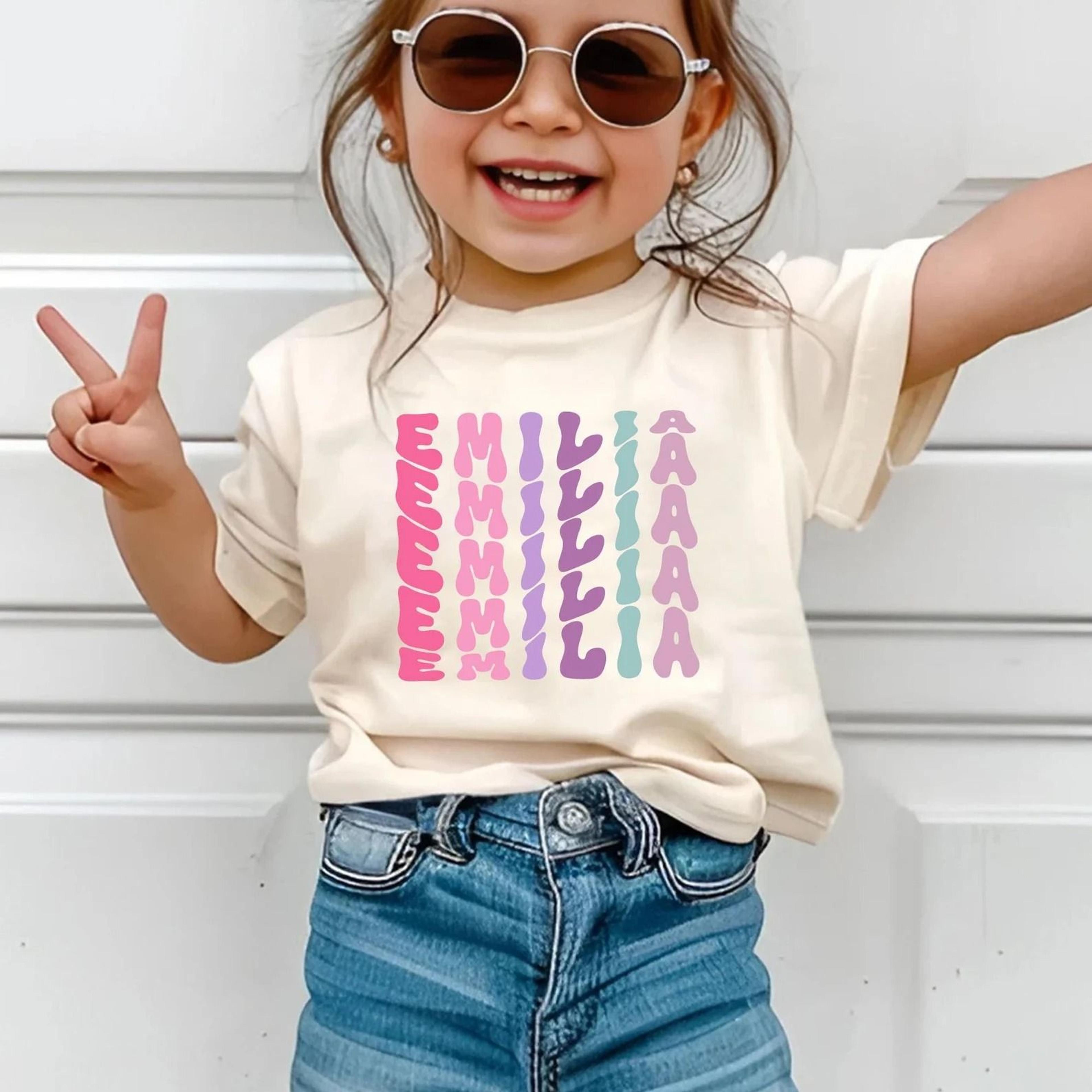 personalized emilia shirt, custom retro name tee, girls custom name shirt, toddler girl personalized gift, cute kids nam