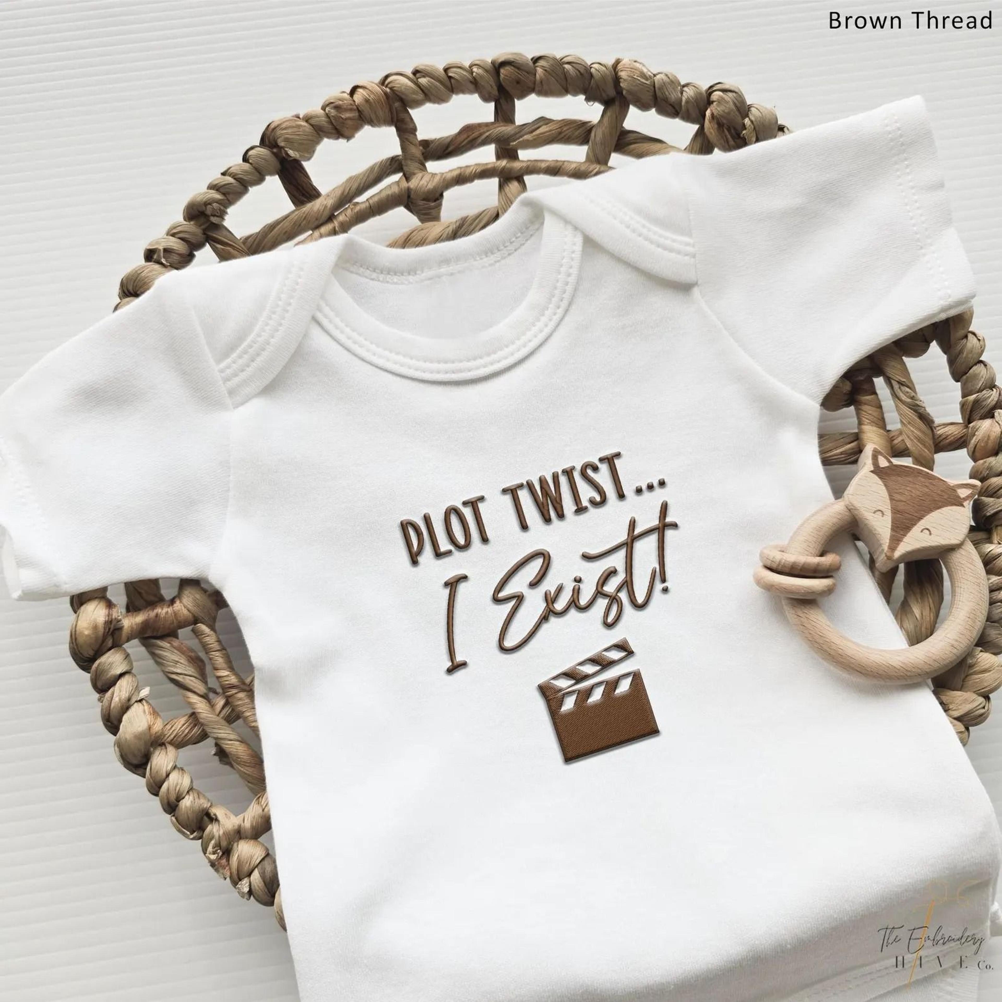 plot twist i exist embroidery short sleeves romper, funny pregnancy announcement bodysuit, new baby gift