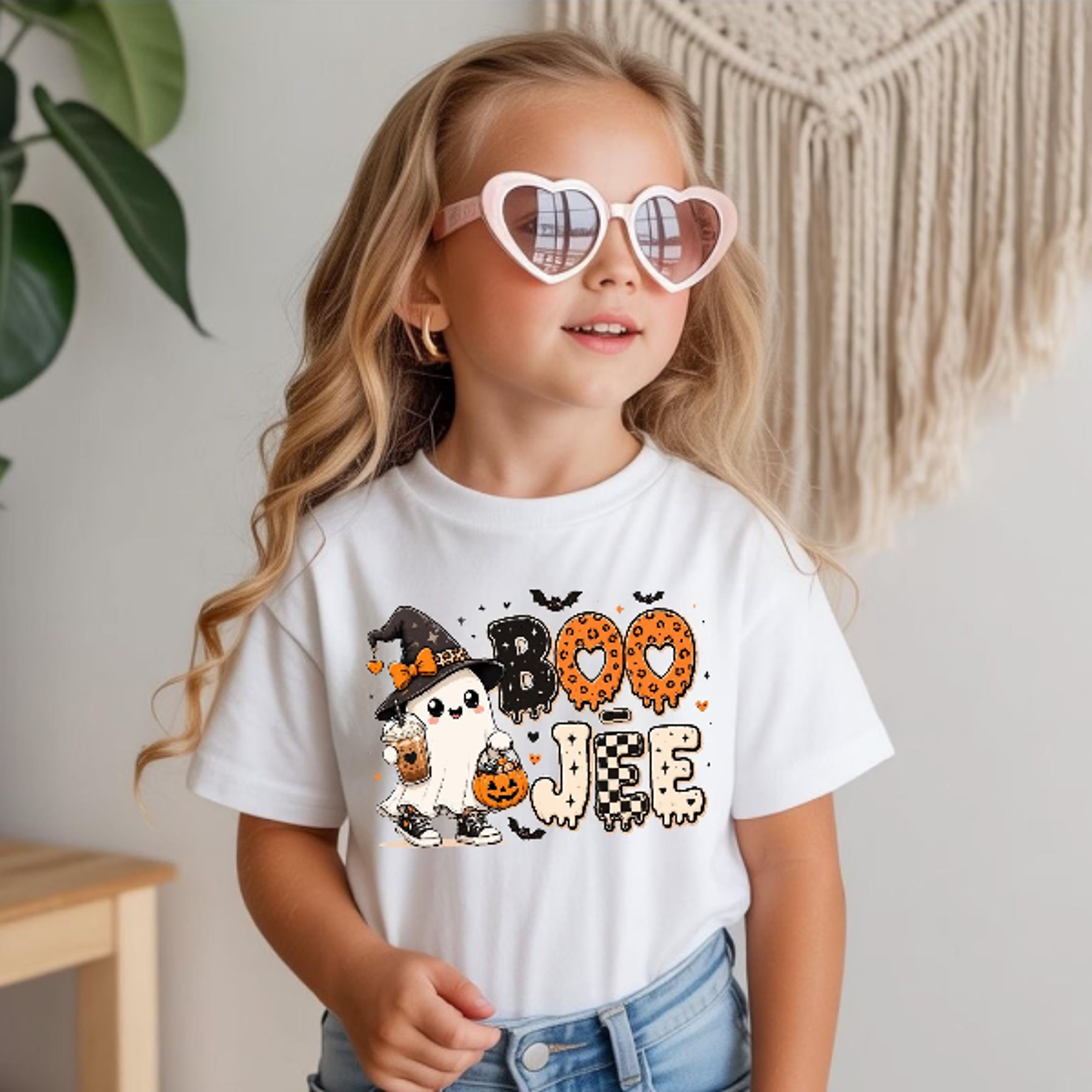 boo-jee kids halloween shirt cute ghost girl tee coquette spooky season toddler pumpkin fall outfit top