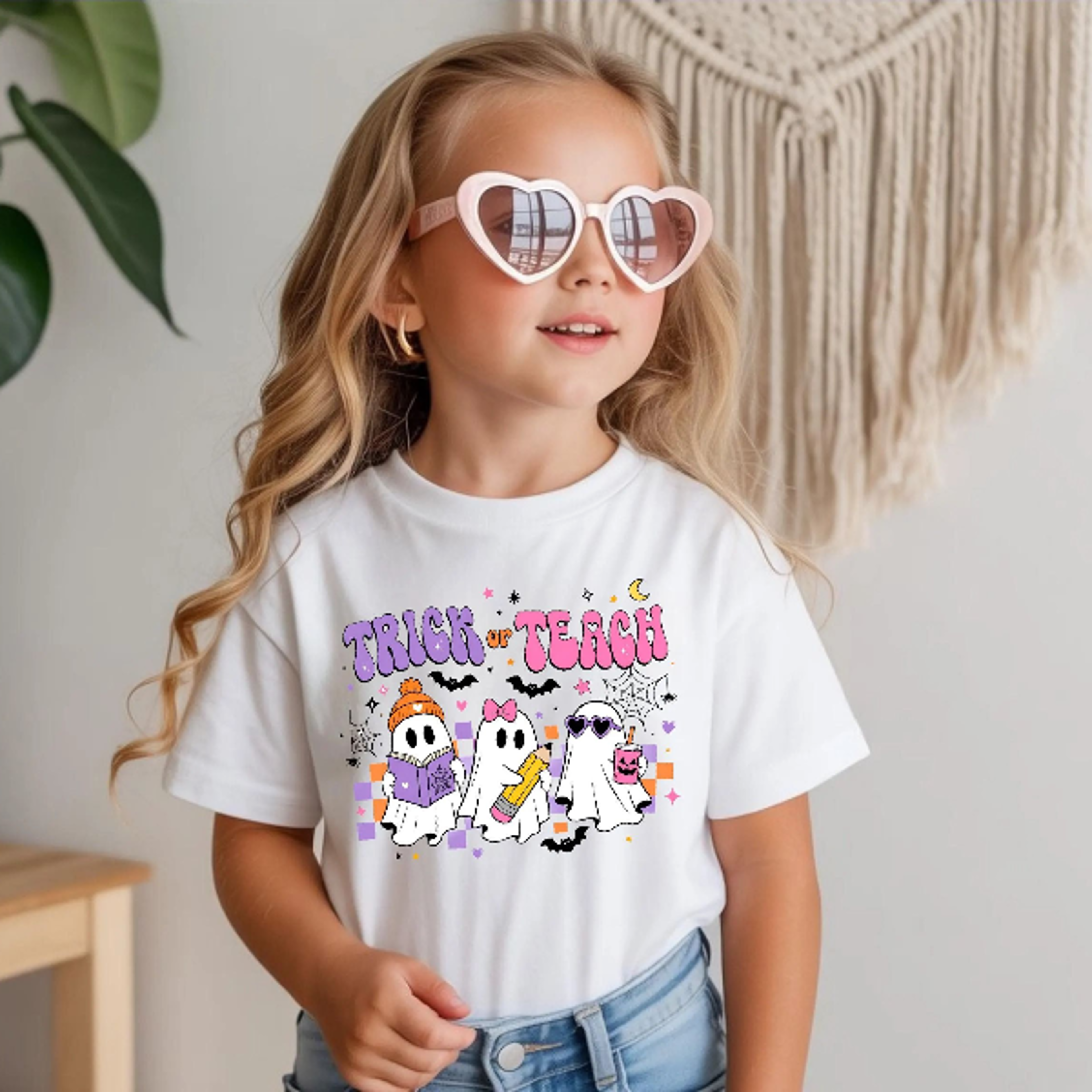 trick or teach kids halloween shirt teacher ghost tee cute school halloween toddler back to school spooky top