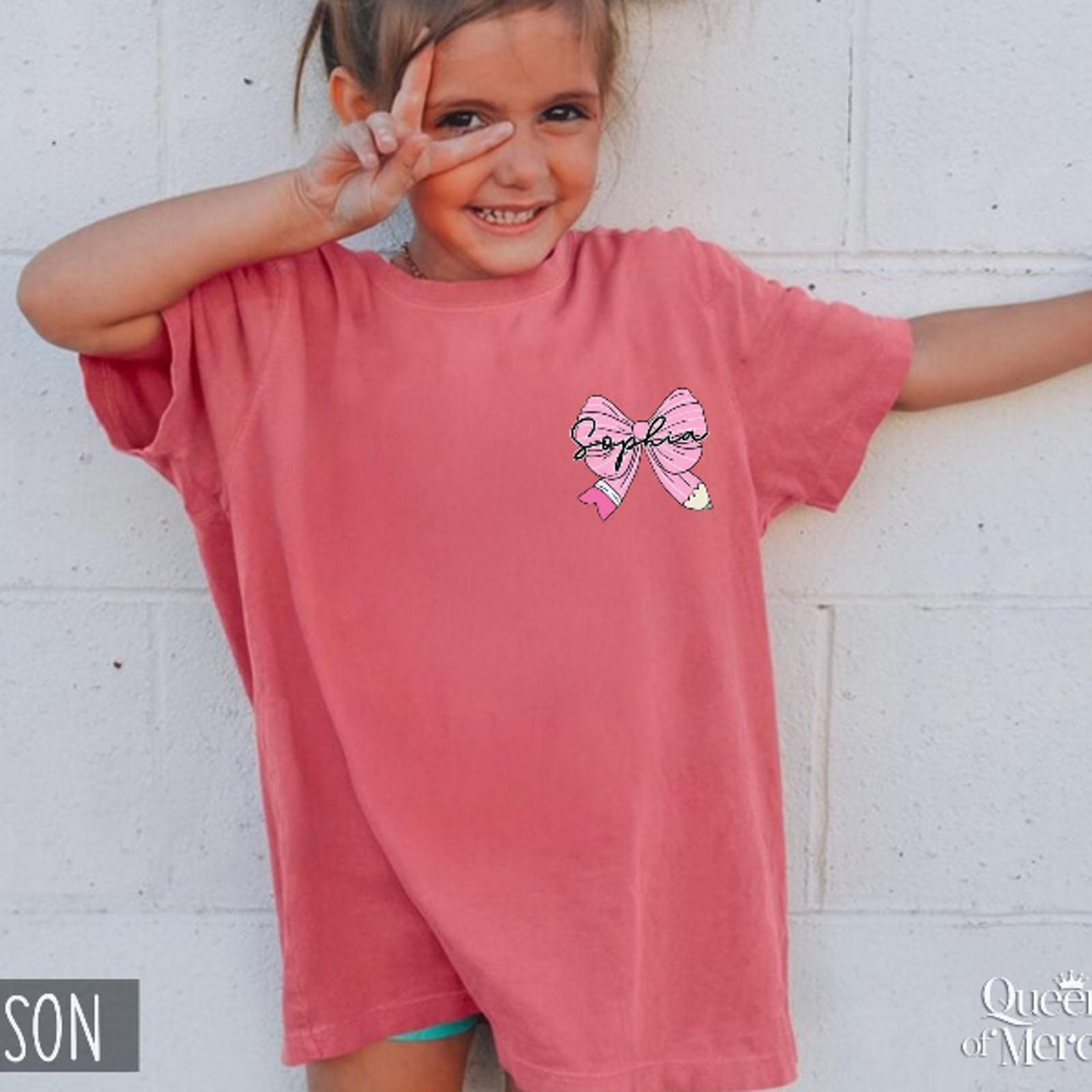 personalized kindergarten girl shirt, custom name kids tee, coquette bow first day of school toddler t-shirt