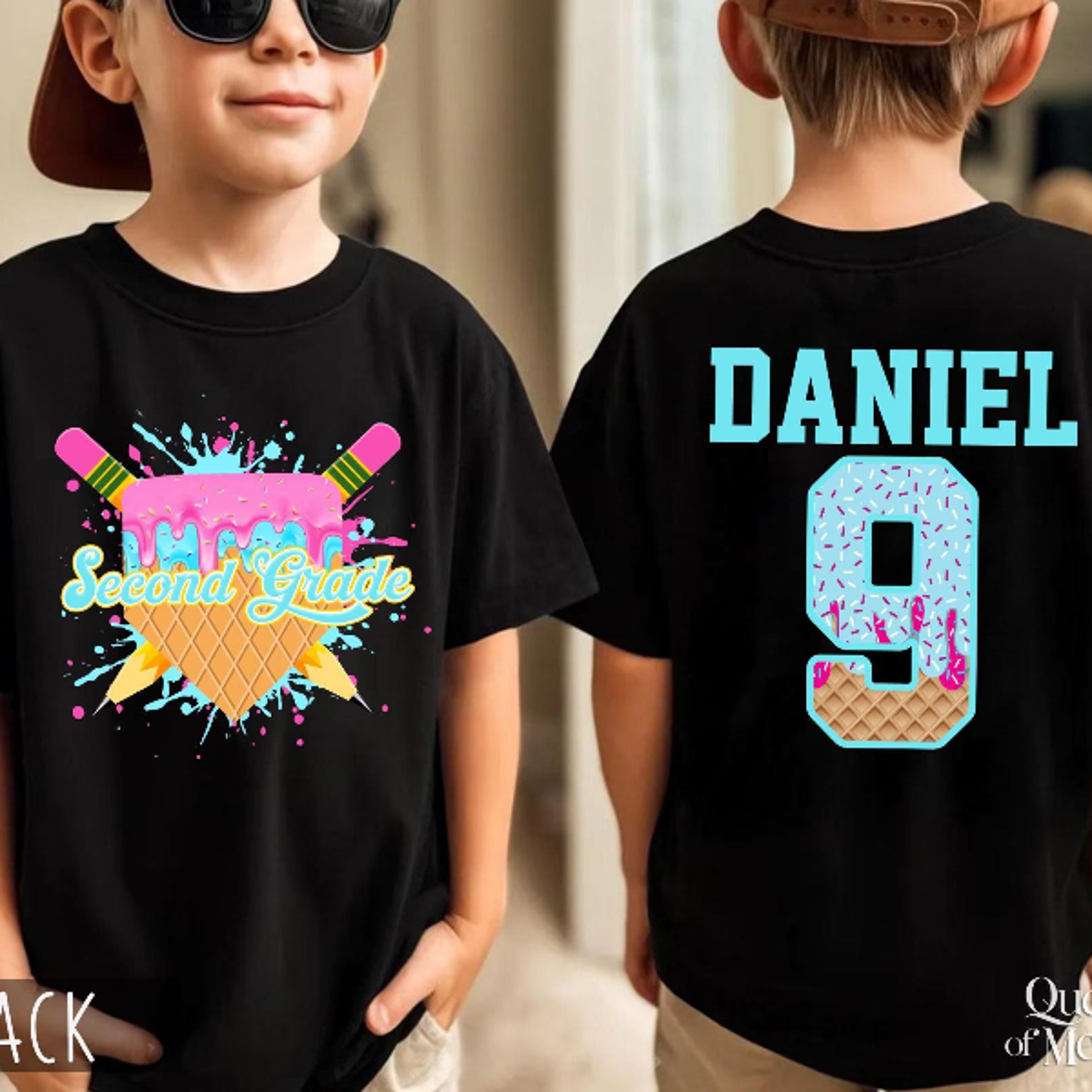 personalized second grade shirt, custom name kids tee, first day of school boy shirt, second grade student tee