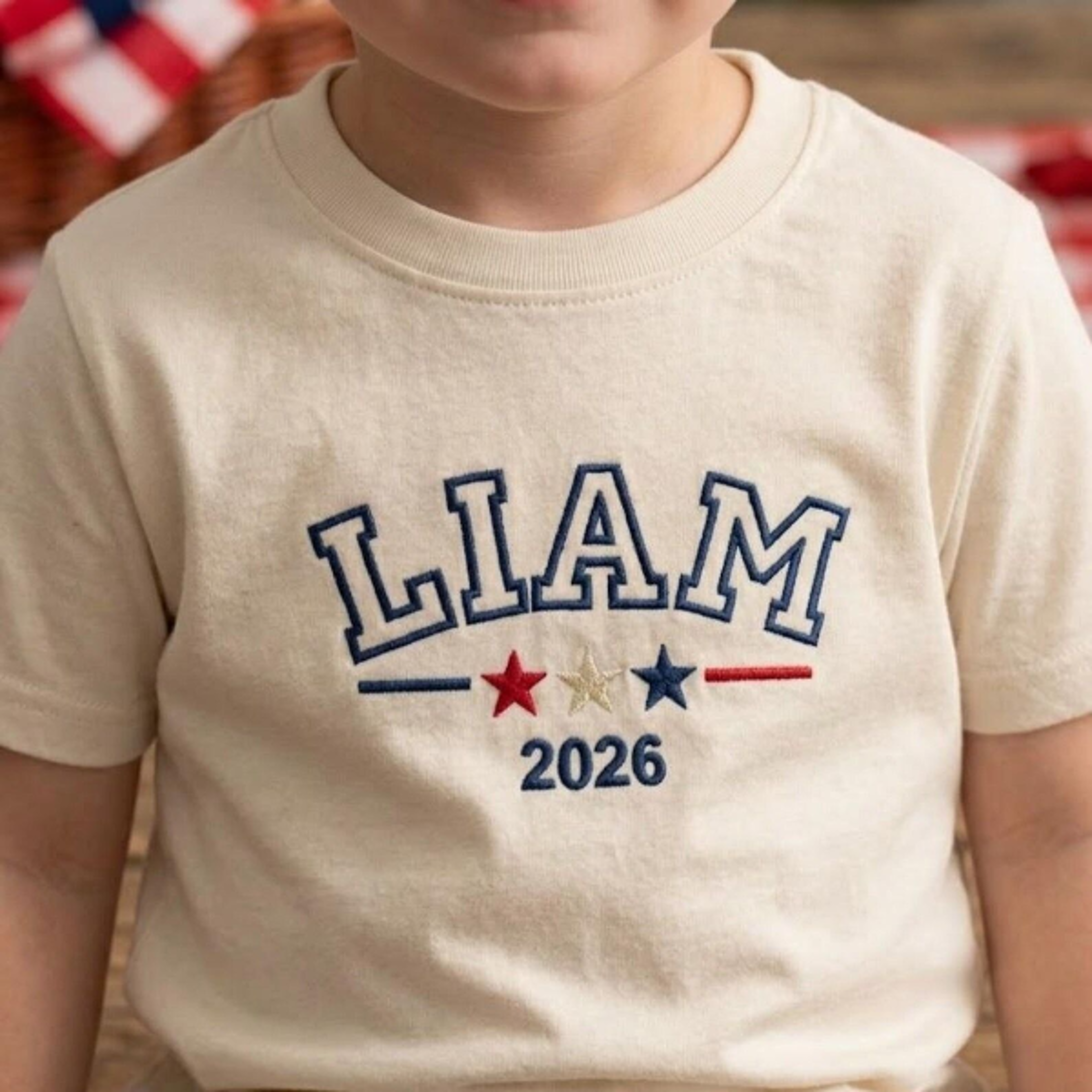 personalized patriotic embroidered youth t-shirt, custom name usa shirt, fourth of july kids tee, american flag tees