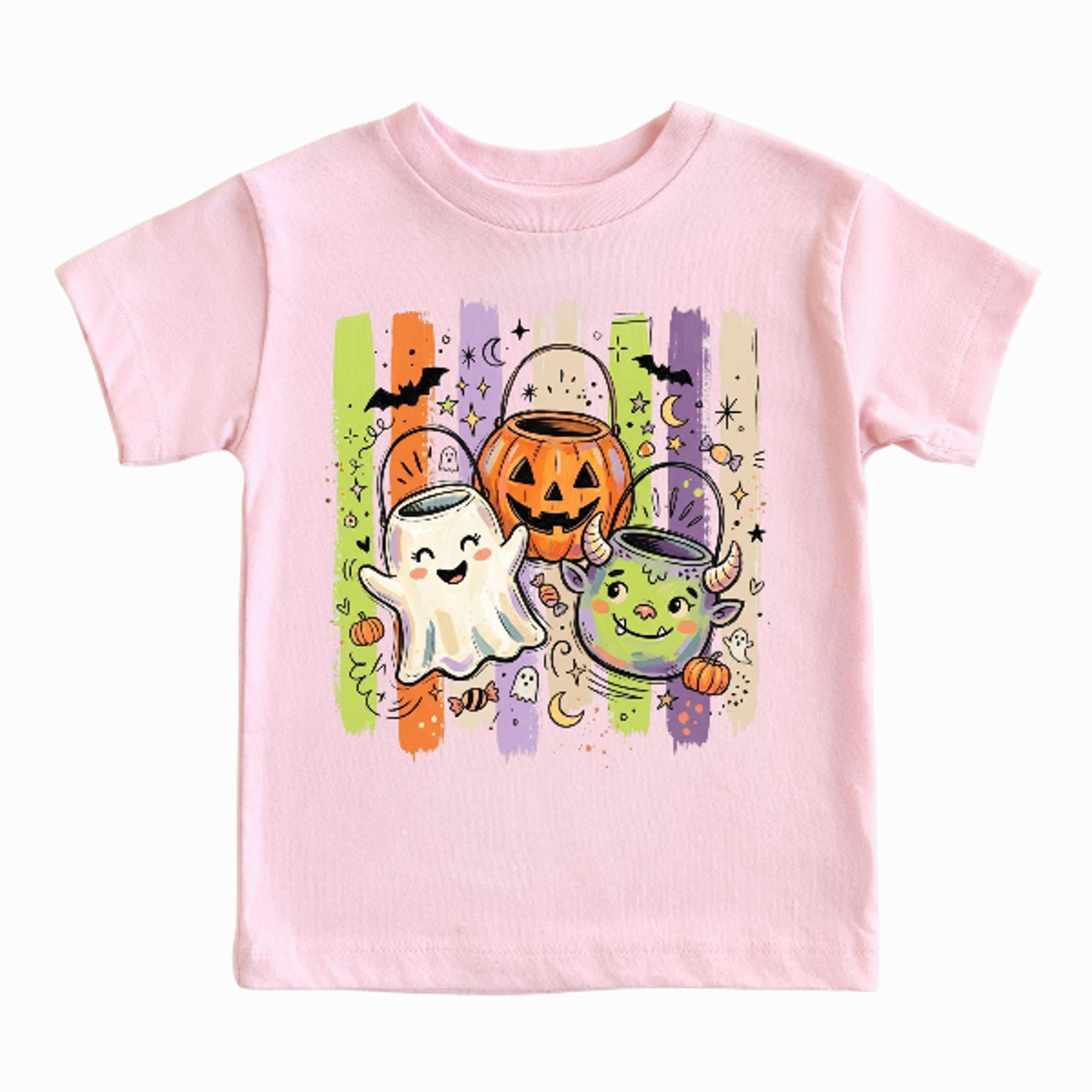 cute halloween youth t-shirt, ghost pumpkin witch cauldron shirt, spooky cute fall tee, kids halloween party shirt