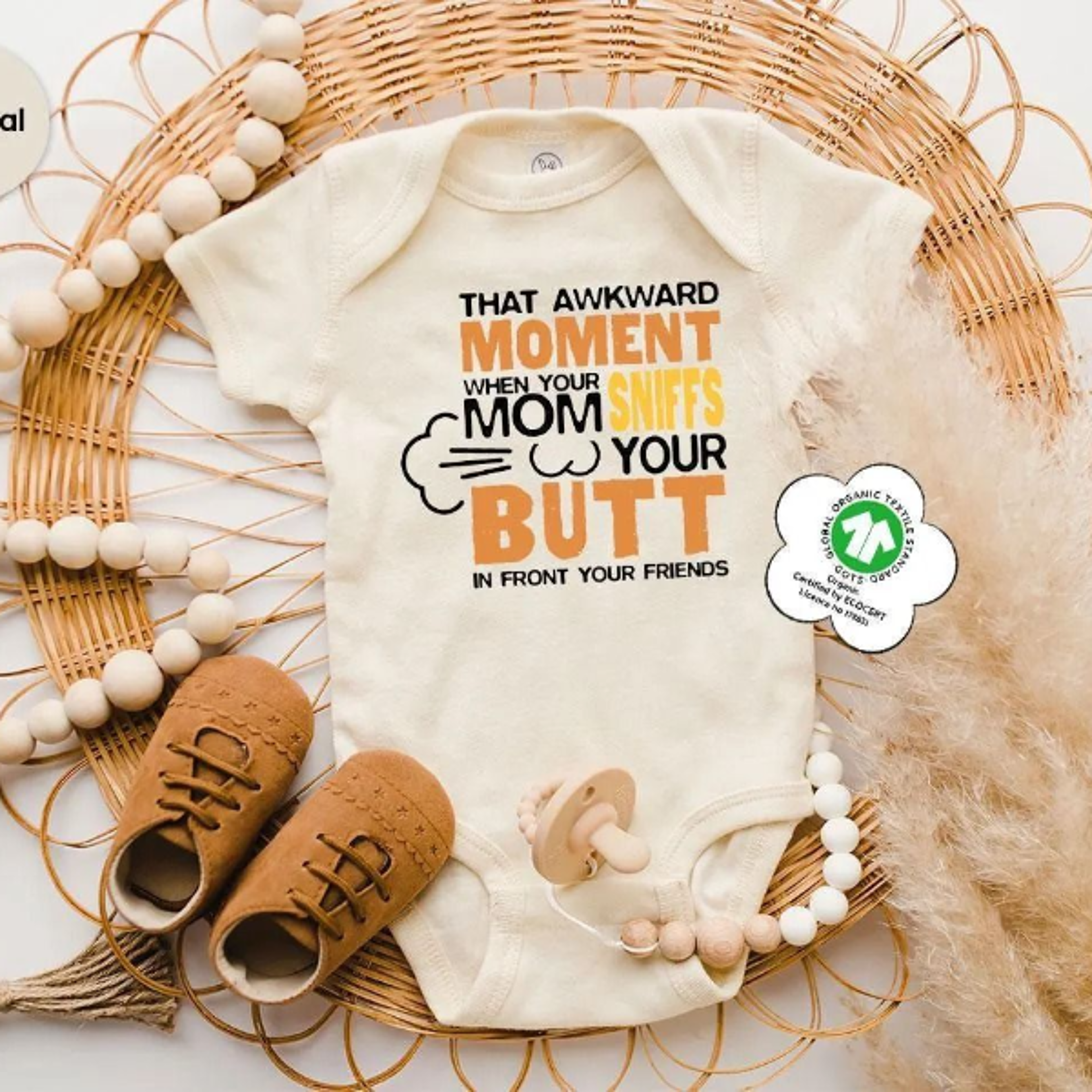 that awkward moment funny baby romper, my mom wipes my butt bodysuit, funny baby shower gift, infant one piece