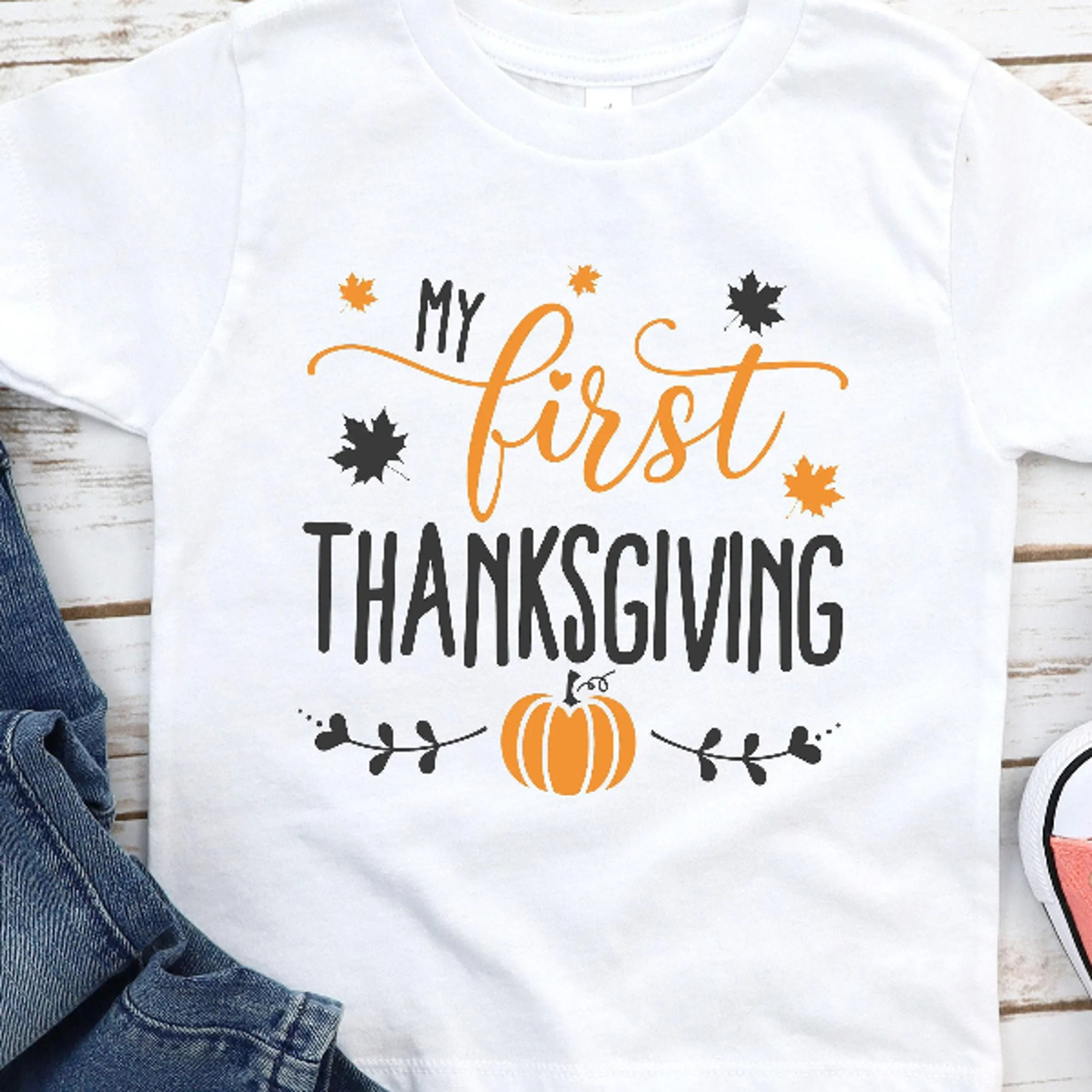 my first thanksgiving kids shirt, toddler thanksgiving shirt, pumpkin fall shirt, first turkey day outfit for kids