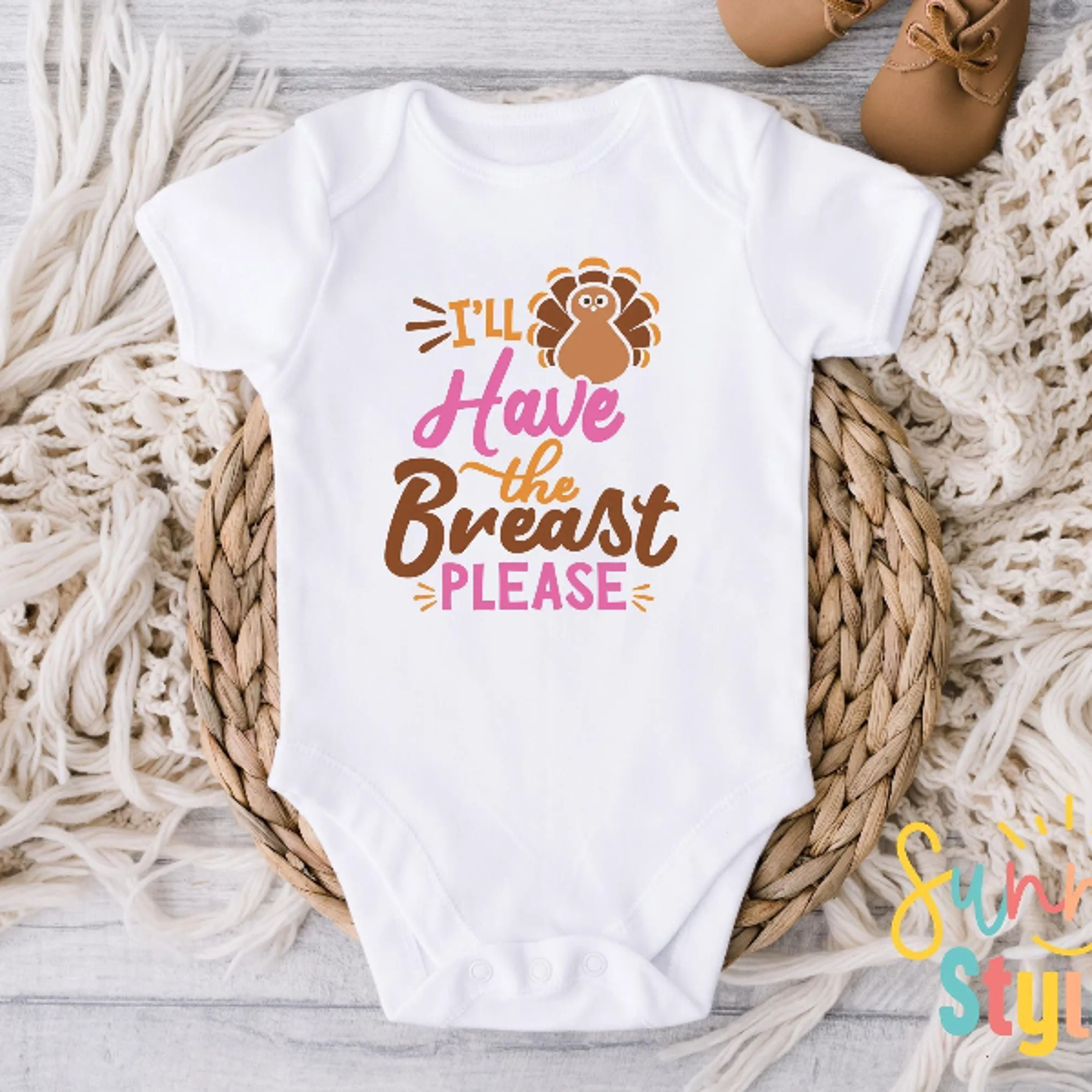 funny thanksgiving baby bodysuit, i'll have the breast please baby shirt, cute turkey baby outfit, first thanksgiving