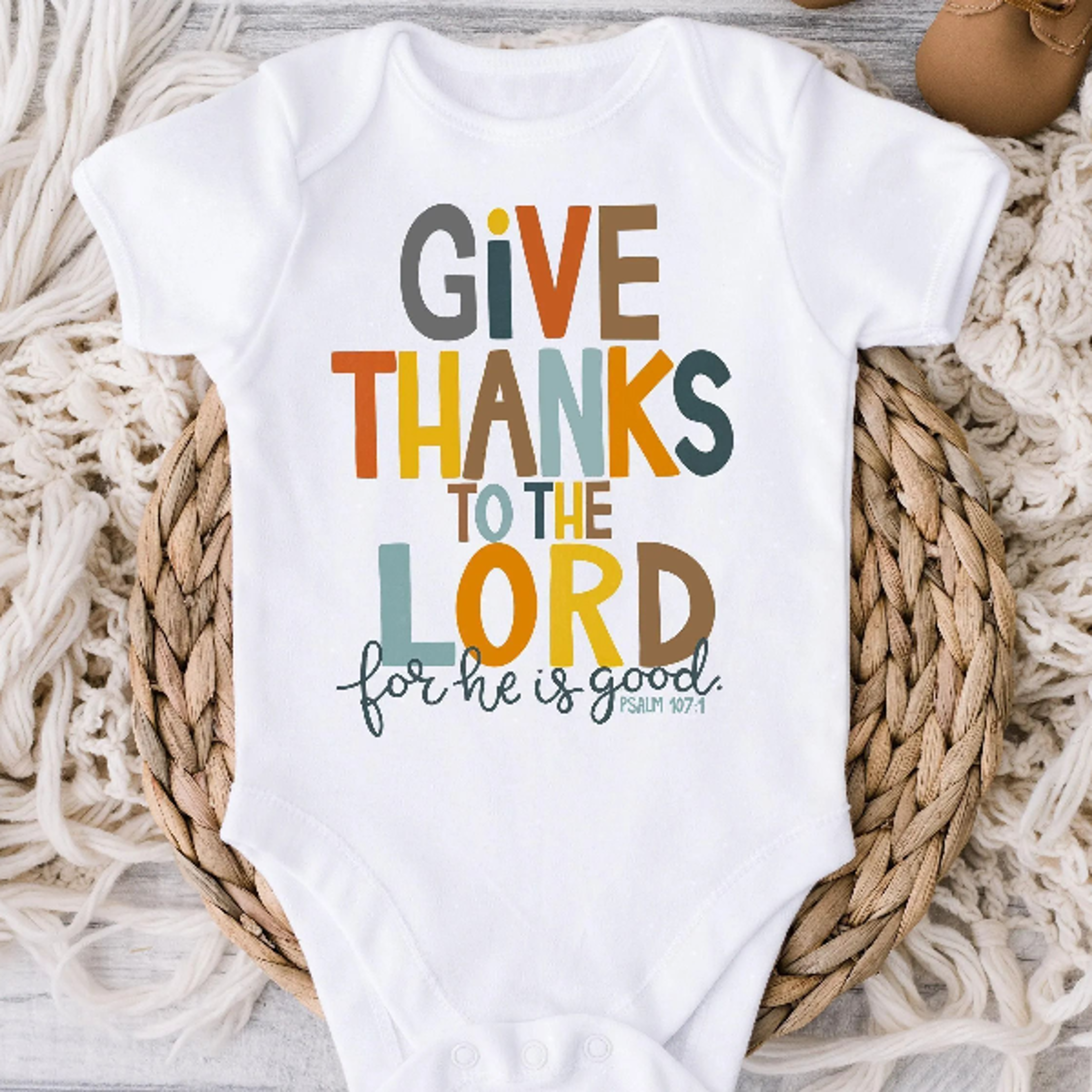give thanks to the lord baby bodysuit, christian thanksgiving baby shirt, religious fall outfit, faith based baby gift
