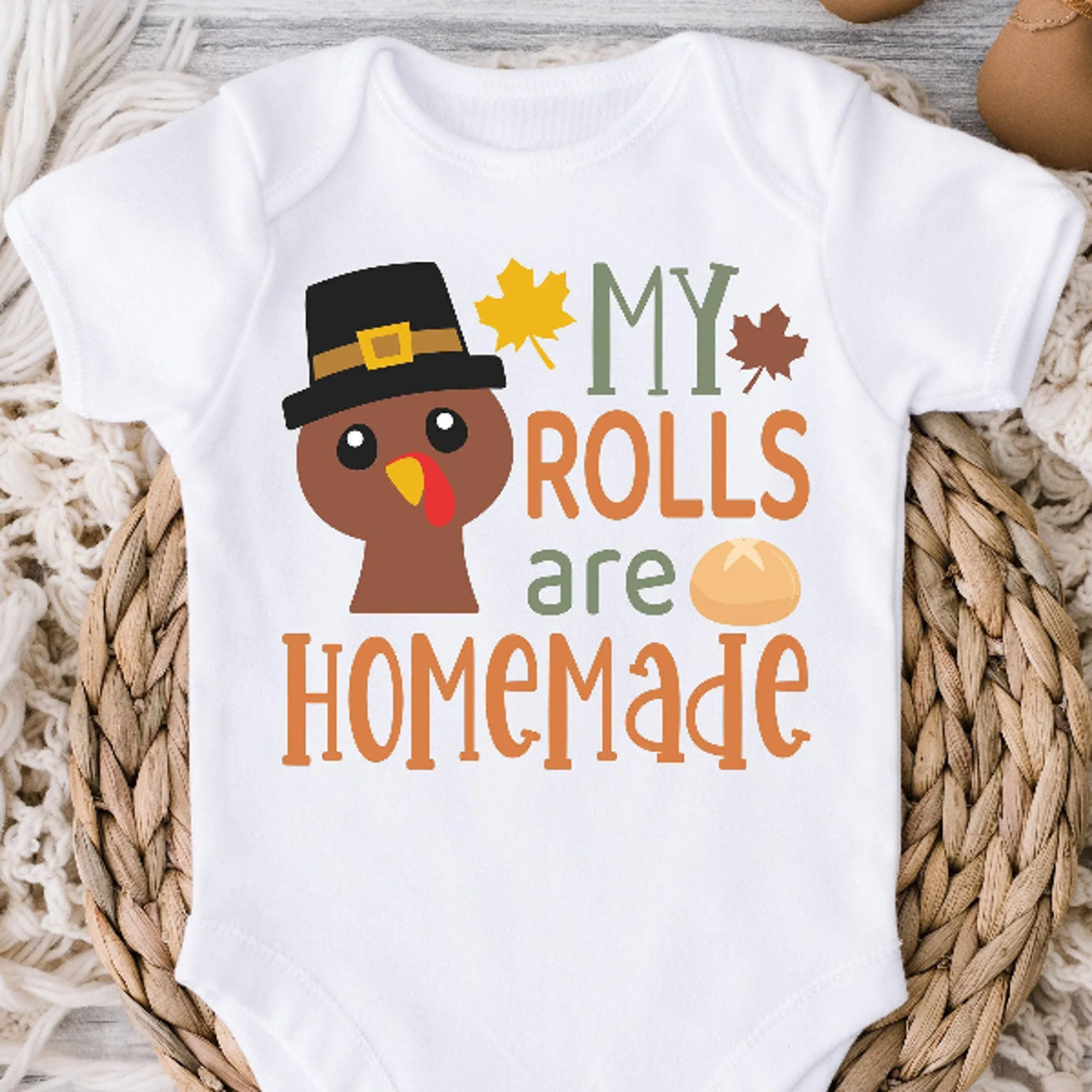my rolls are homemade baby bodysuit, funny thanksgiving baby shirt, turkey day baby outfit, cute first thanksgiving ones