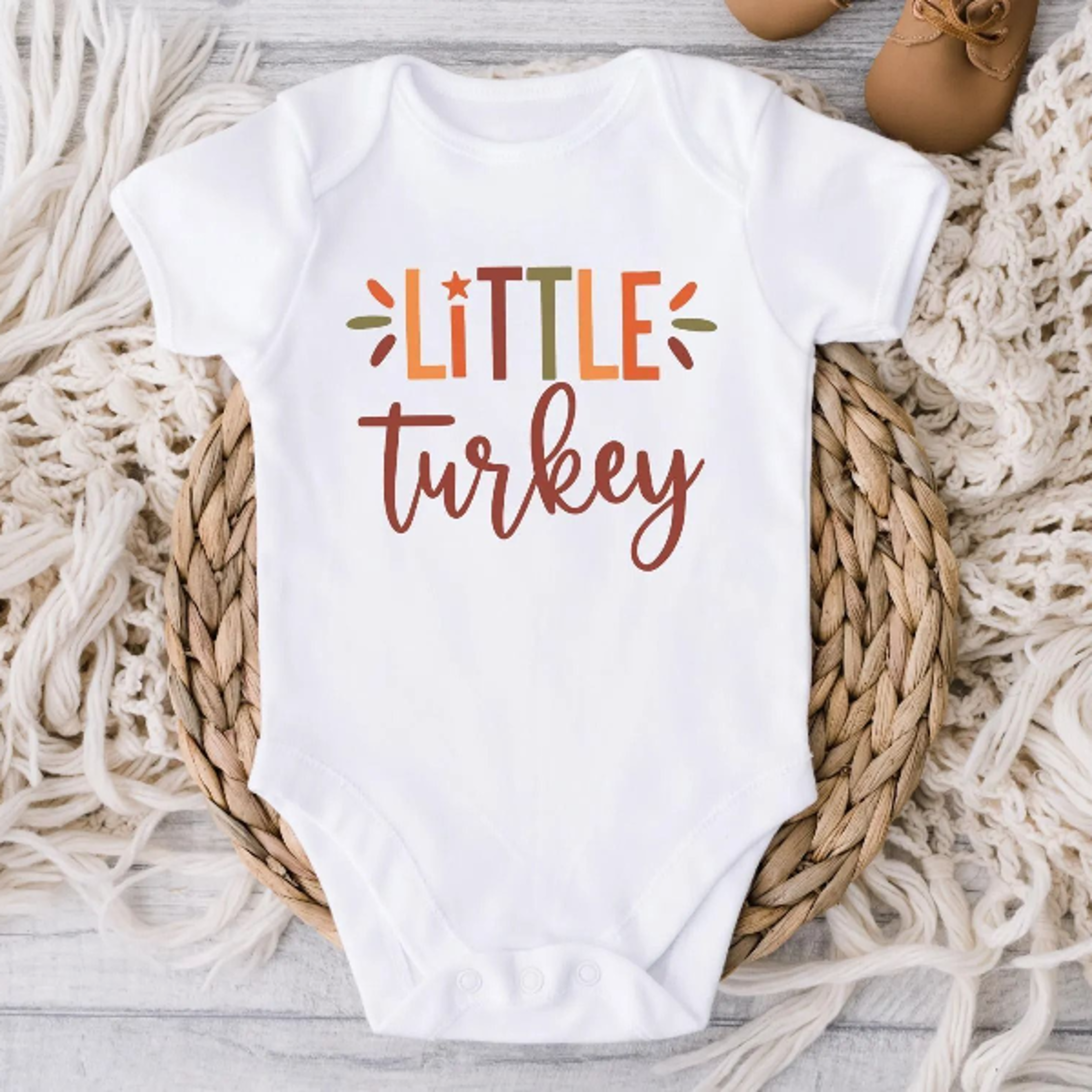 little turkey baby bodysuit, cute thanksgiving baby shirt, first thanksgiving outfit, turkey day baby onesie, fall baby