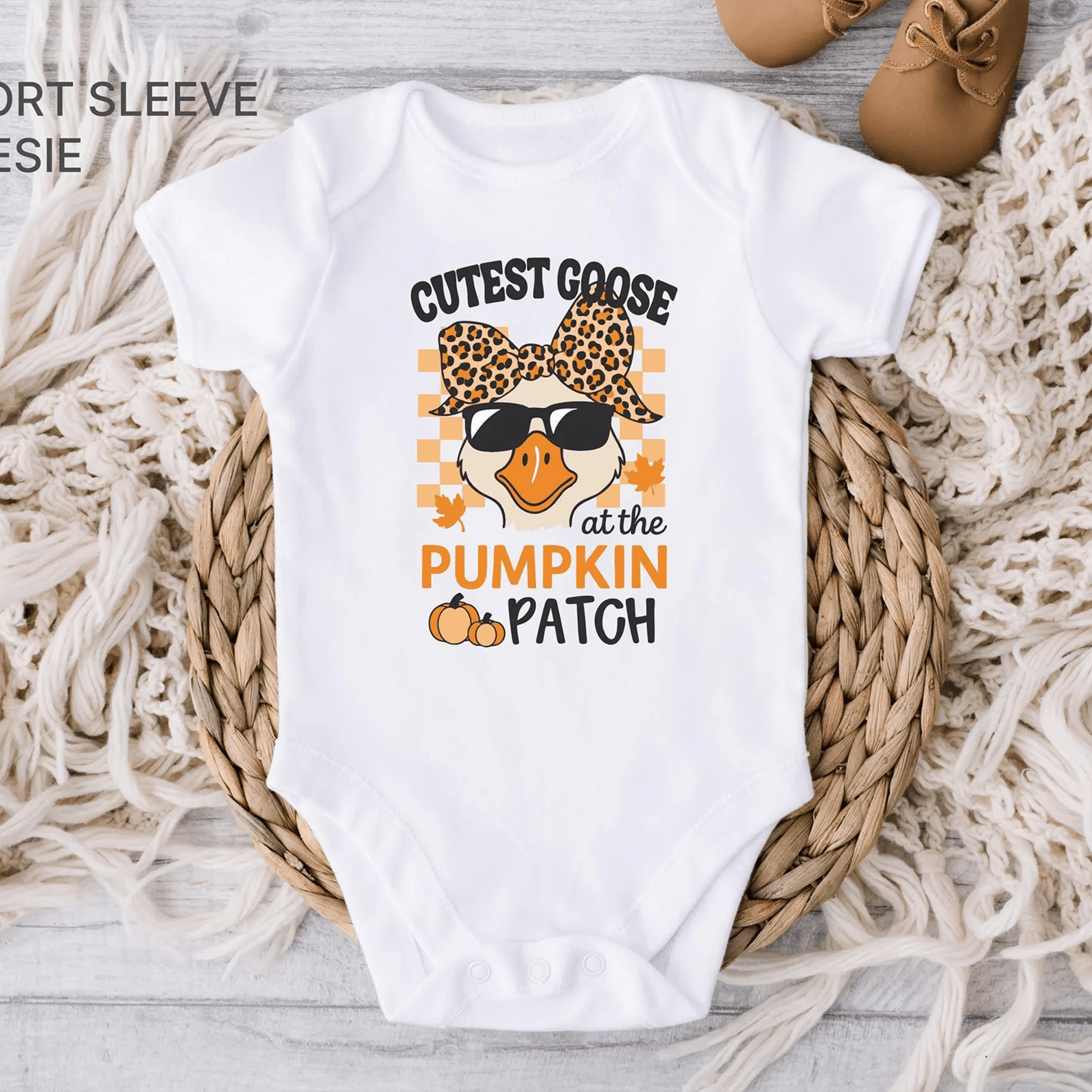cutest goose at the pumpkin patch baby romper, funny fall baby shirt, cute goose kids tee, halloween outfit