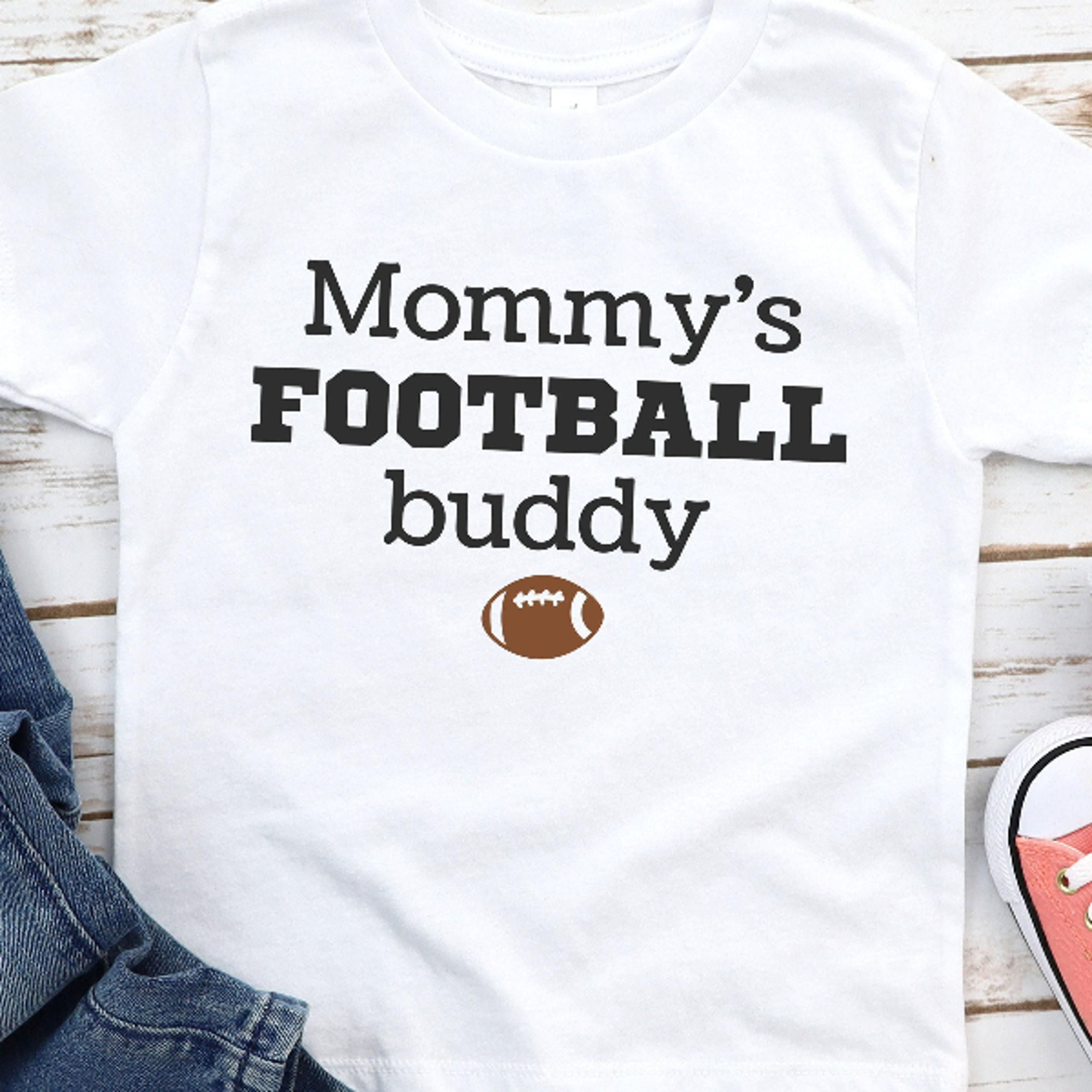 mommy's football buddy baby romper, football baby shirt, sports baby bodysuit, cute kids tee outfit