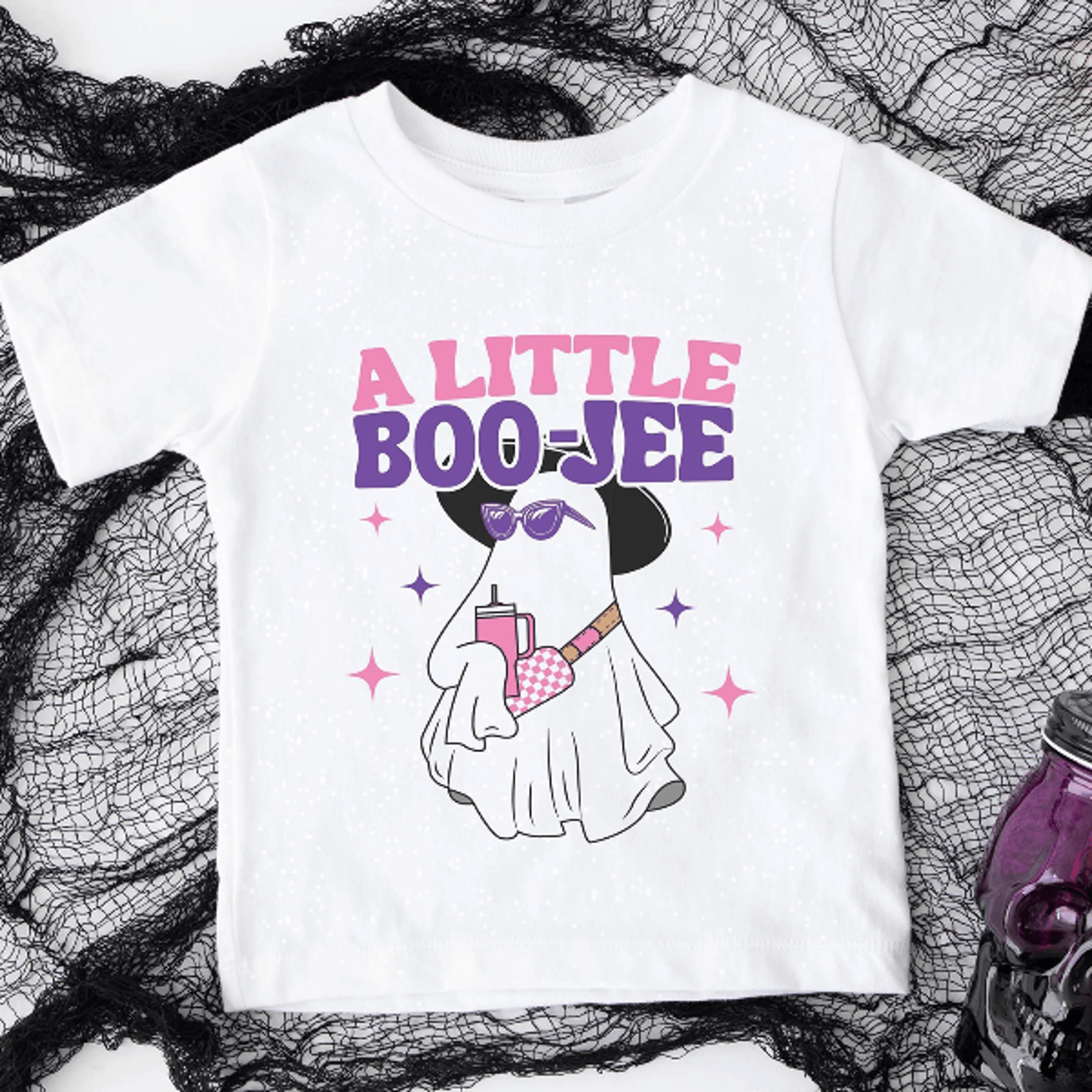 a little boo-jee youth shirt, cute ghost youth sweatshirt, funny halloween youth tee, retro spooky girl gift