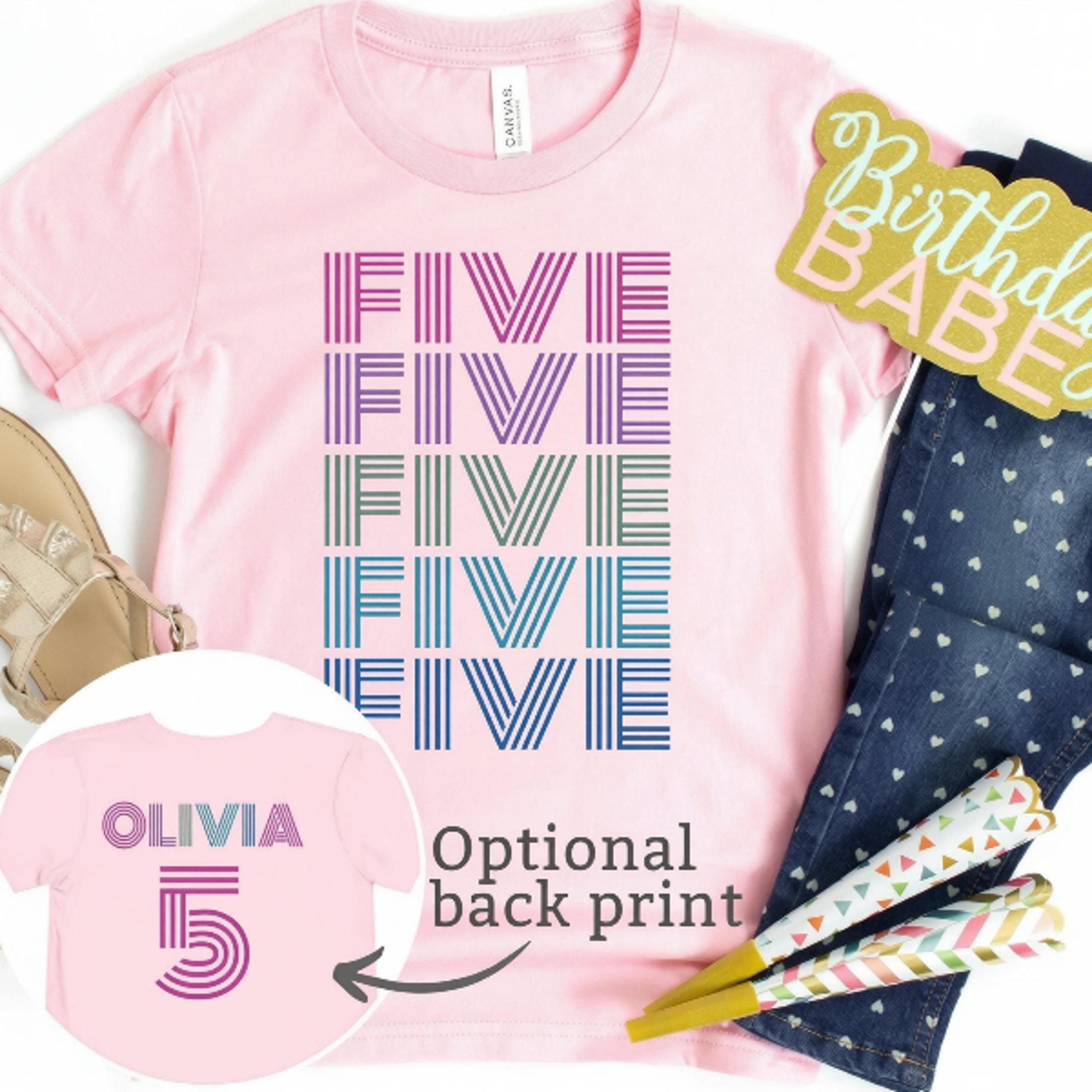 five birthday youth t-shirt, 5th birthday girl shirt, personalized name kids tee, youth sweatshirt, fifth birthday
