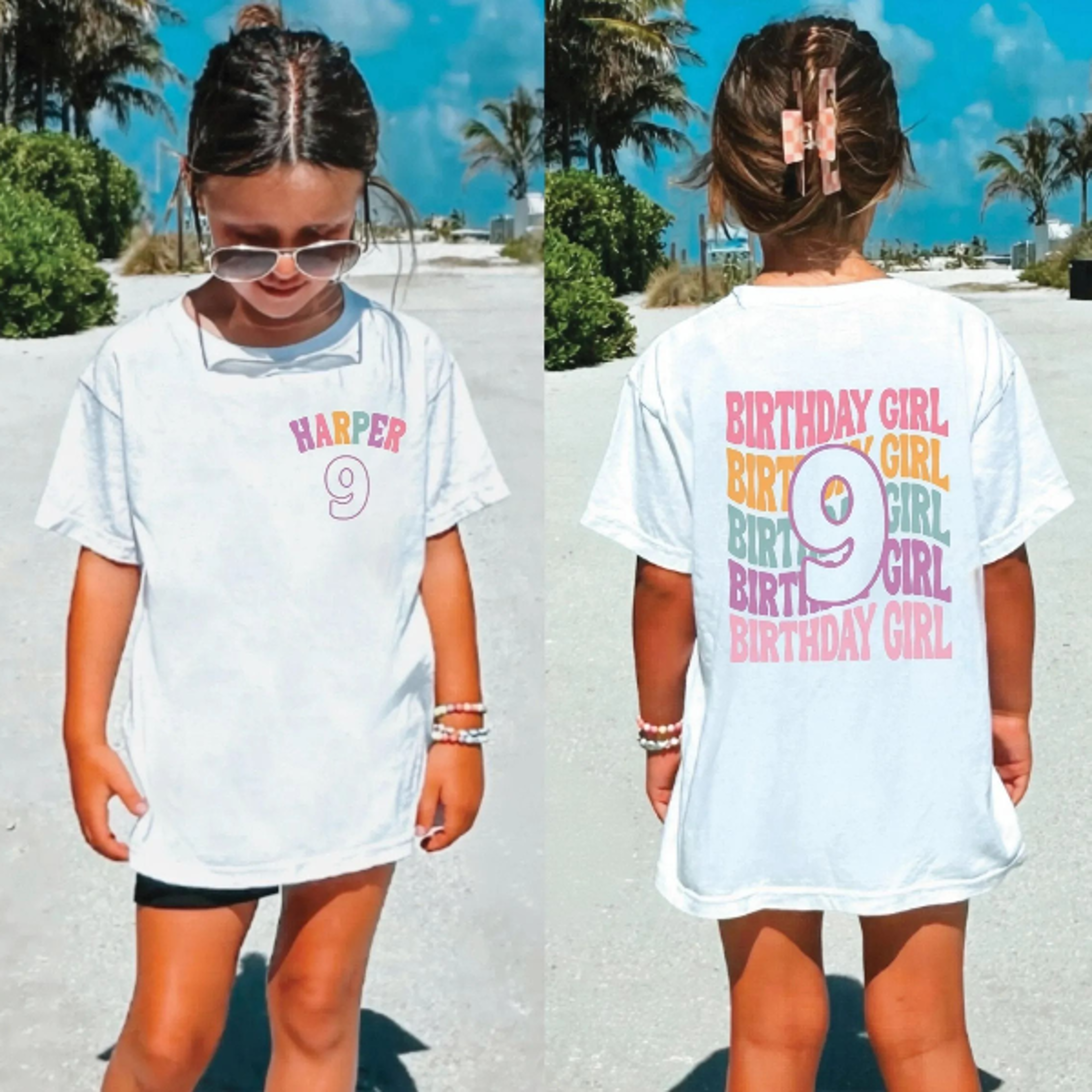 personalized 9th birthday girl shirt, birthday girl youth t-shirt, kids tee, youth sweatshirt, custom name shirt