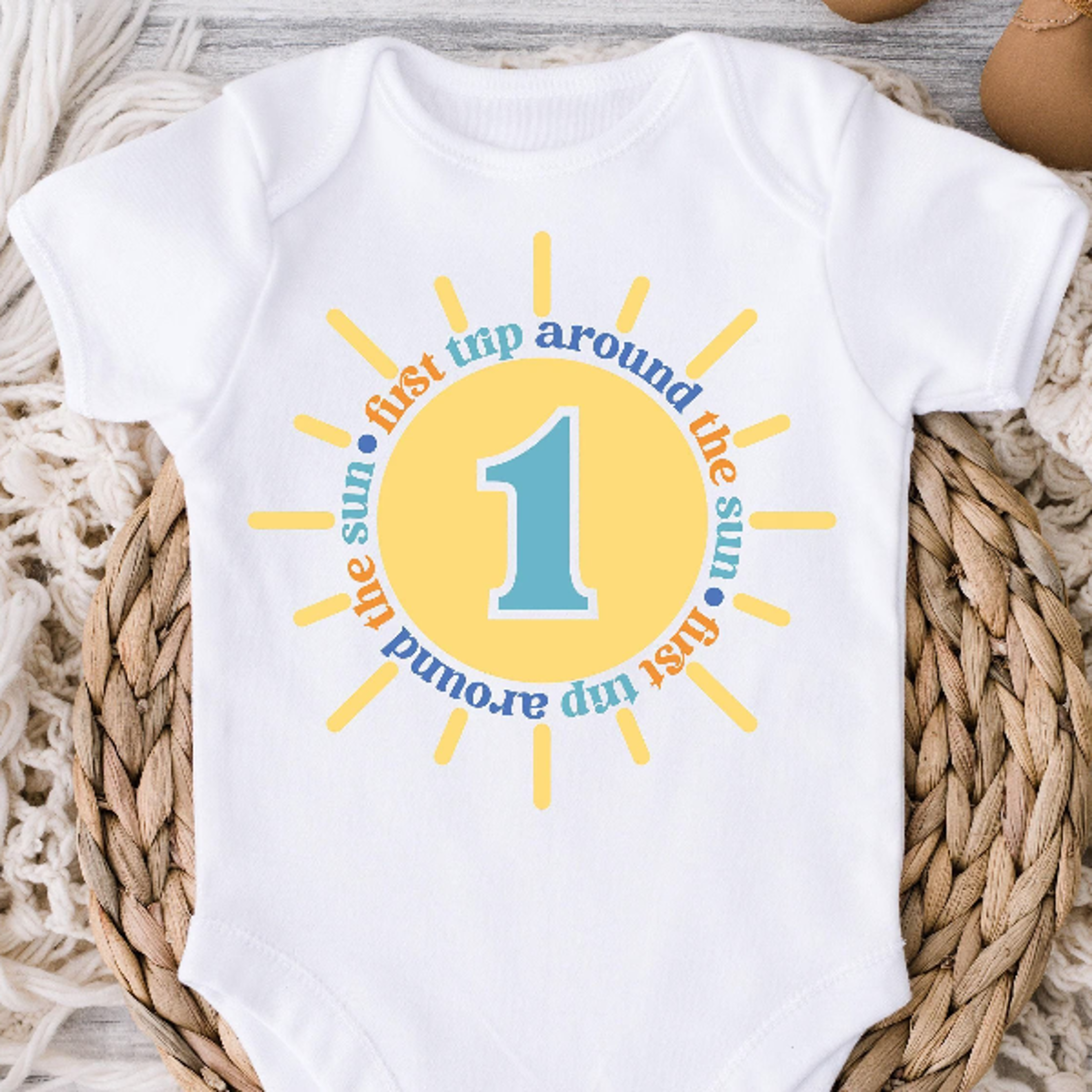 first trip around the sun birthday baby romper, 1st birthday bodysuit, first birthday outfit, one year old baby shirt