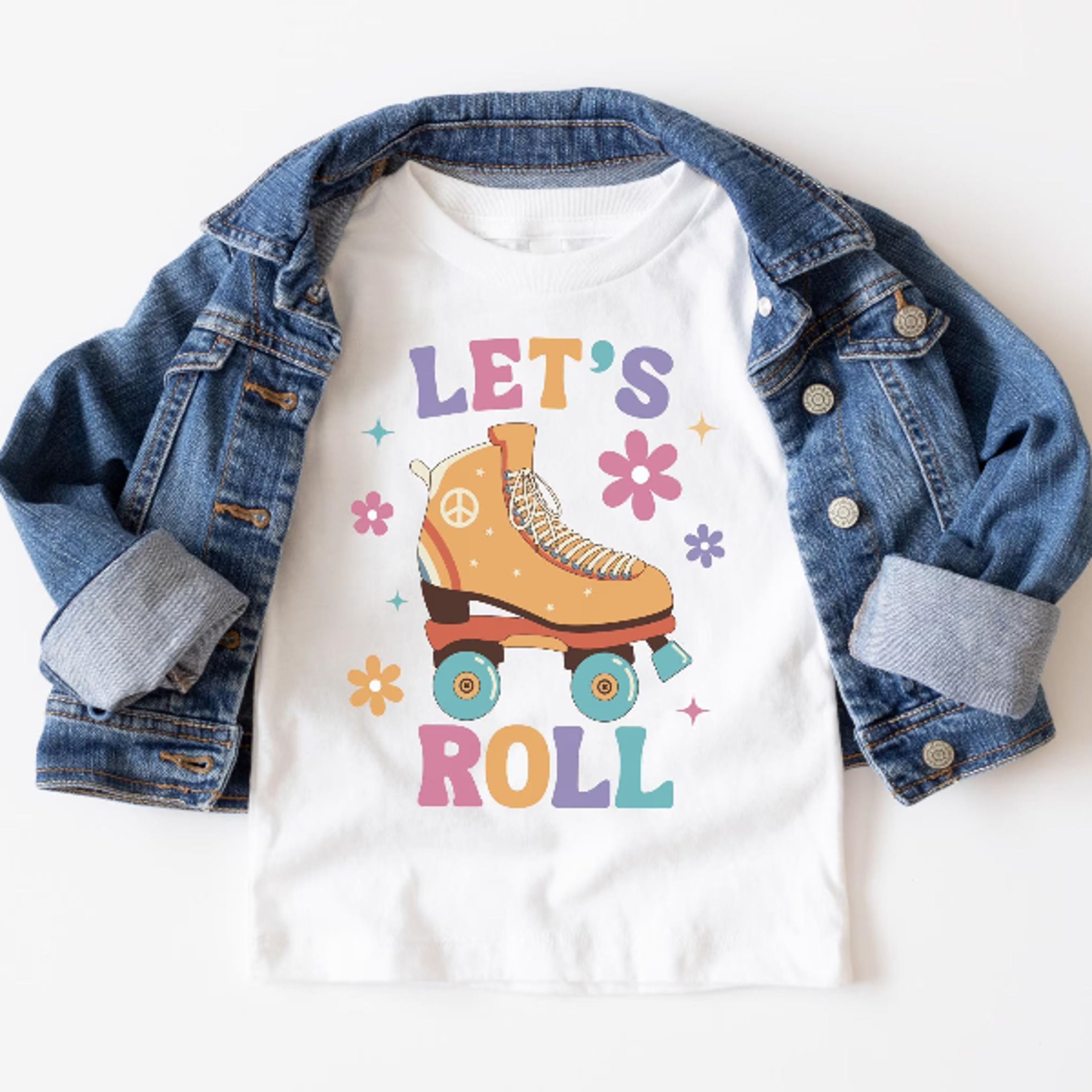 let's roll roller skate shirt, groovy kids t-shirt, retro roller skating tee, girls roller skate shirt, vintage skating
