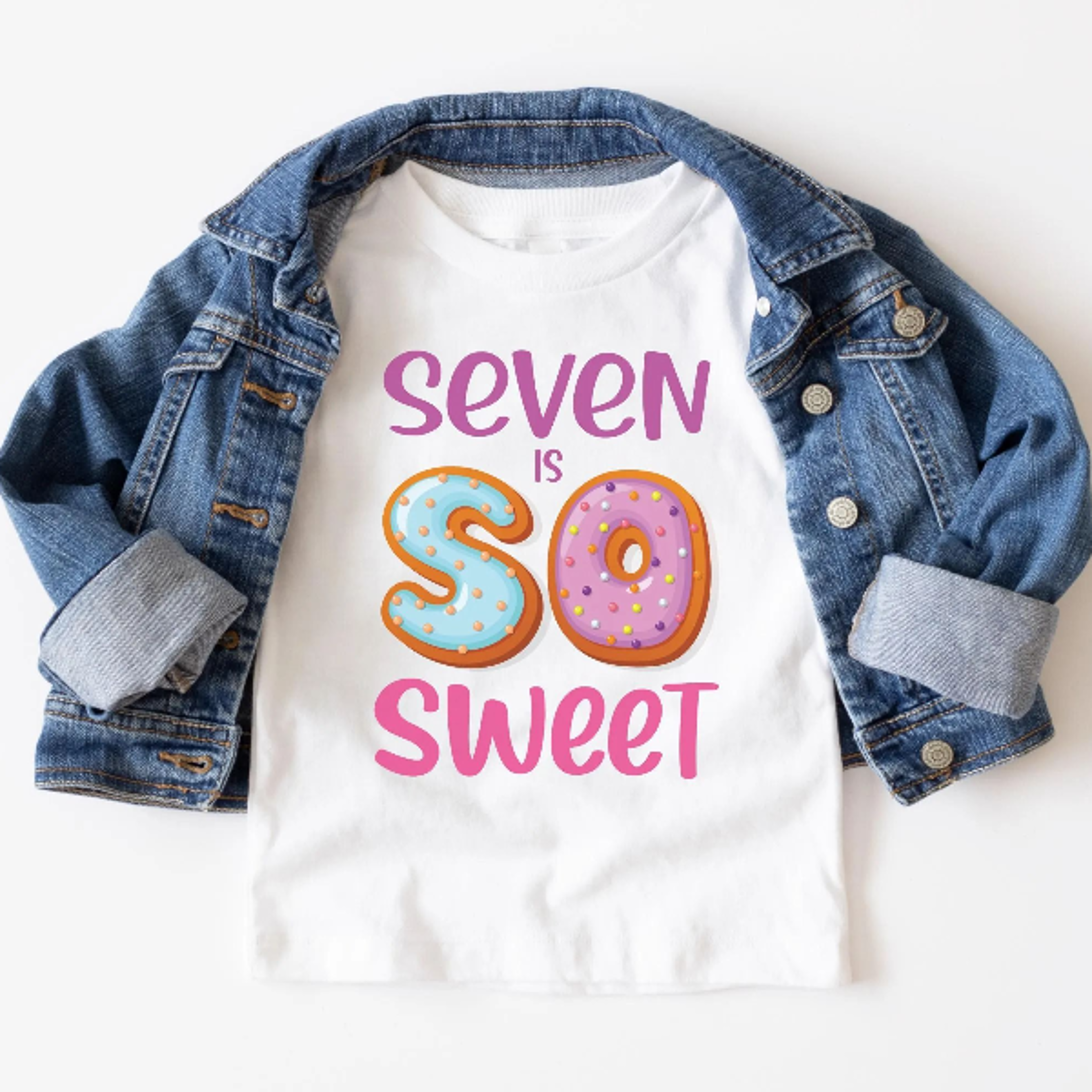 7th birthday girl shirt, seven is so sweet birthday shirt, donut birthday girl tee, 7 year old birthday outfit, girls 7t