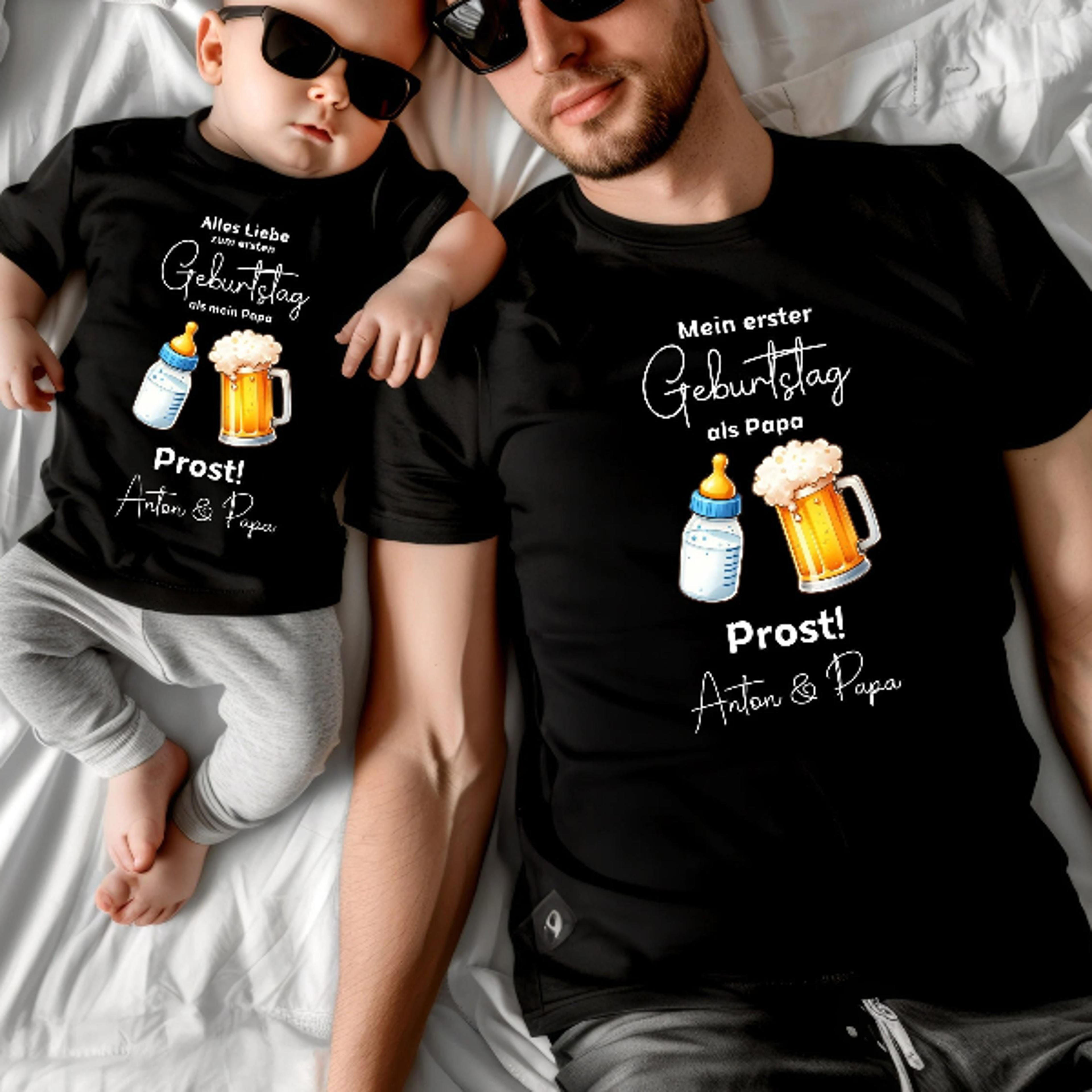 personalized daddy and me matching shirts, first birthday as dad gift, german papa shirt, papa and baby matching outfit