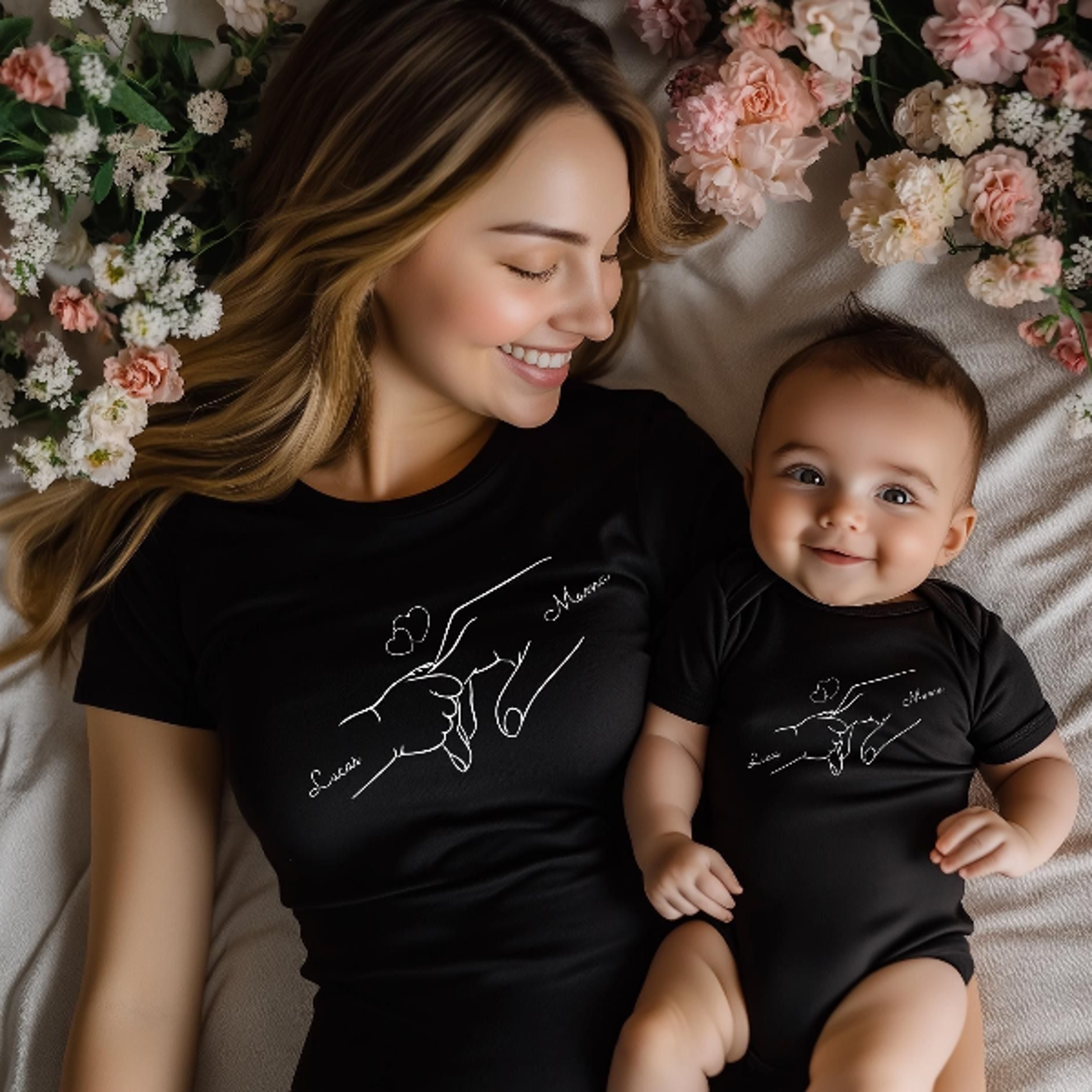 personalized mommy and me matching shirts, mama and mini matching outfit, custom mother daughter shirts, baby bodysuit