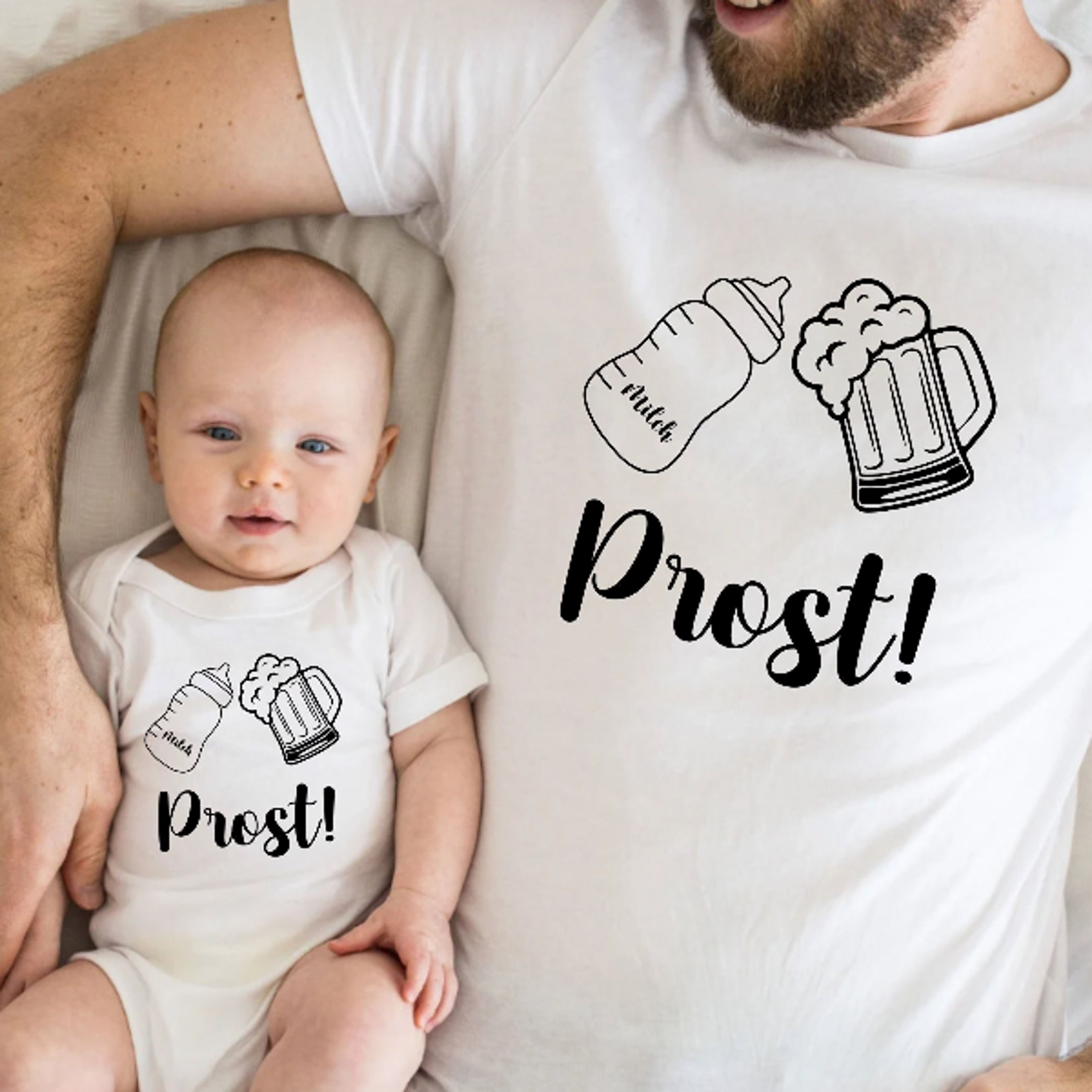 prost matching shirts, daddy and baby matching shirt, beer and milk bottle shirt, father son matching tee, daddy and me