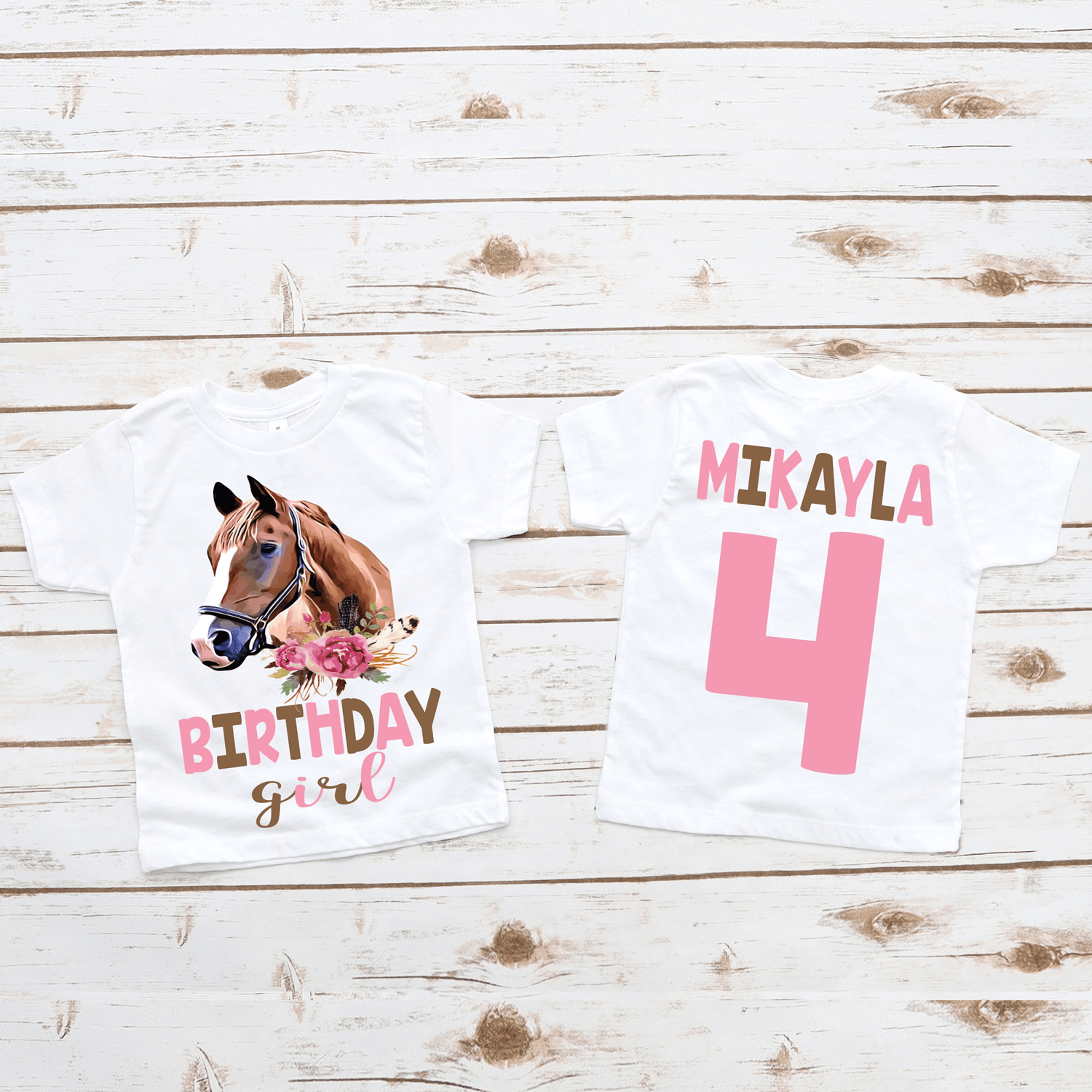 Horse Birthday Shirt Floral Horse Birthday Girl Shirt Personalized Horse Birthday Tee Pony Party Ou 1