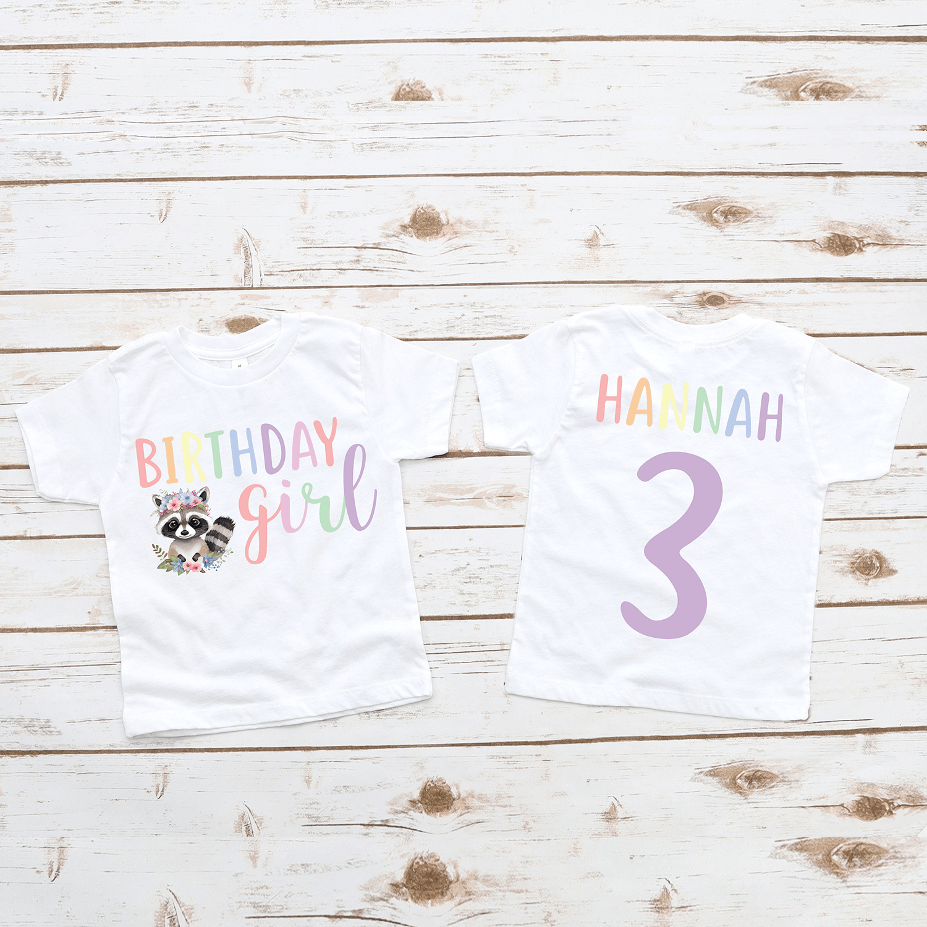 Raccoon Birthday Shirt Raccoon Birthday Girl Shirt Personalized Raccoon Birthday Tee Woodland Birth 2
