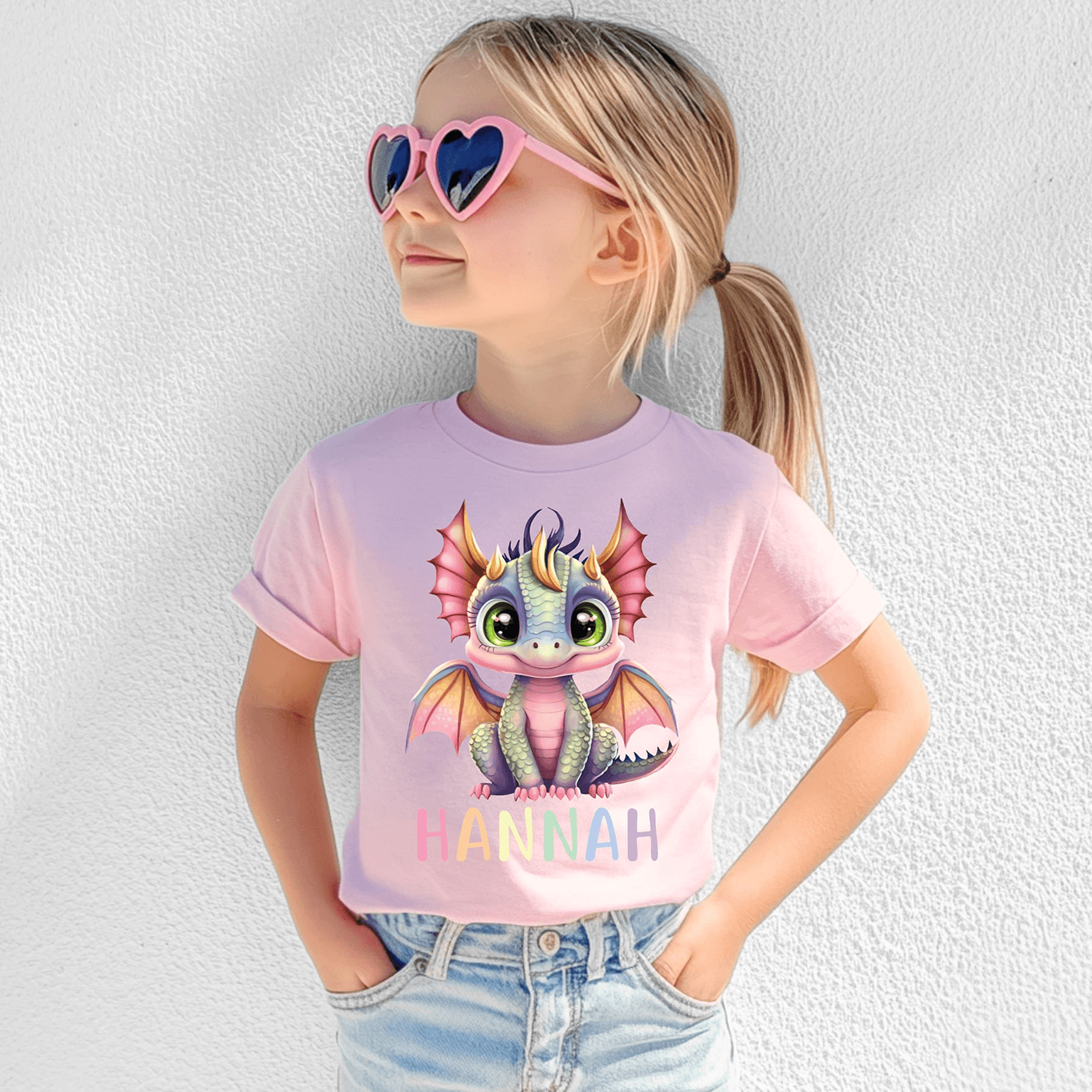 Pastel Dragon Name Shirt For Girls Personalized Dragon Birthday Shirt Custom Rainbow Dragon Tee Fan 2
