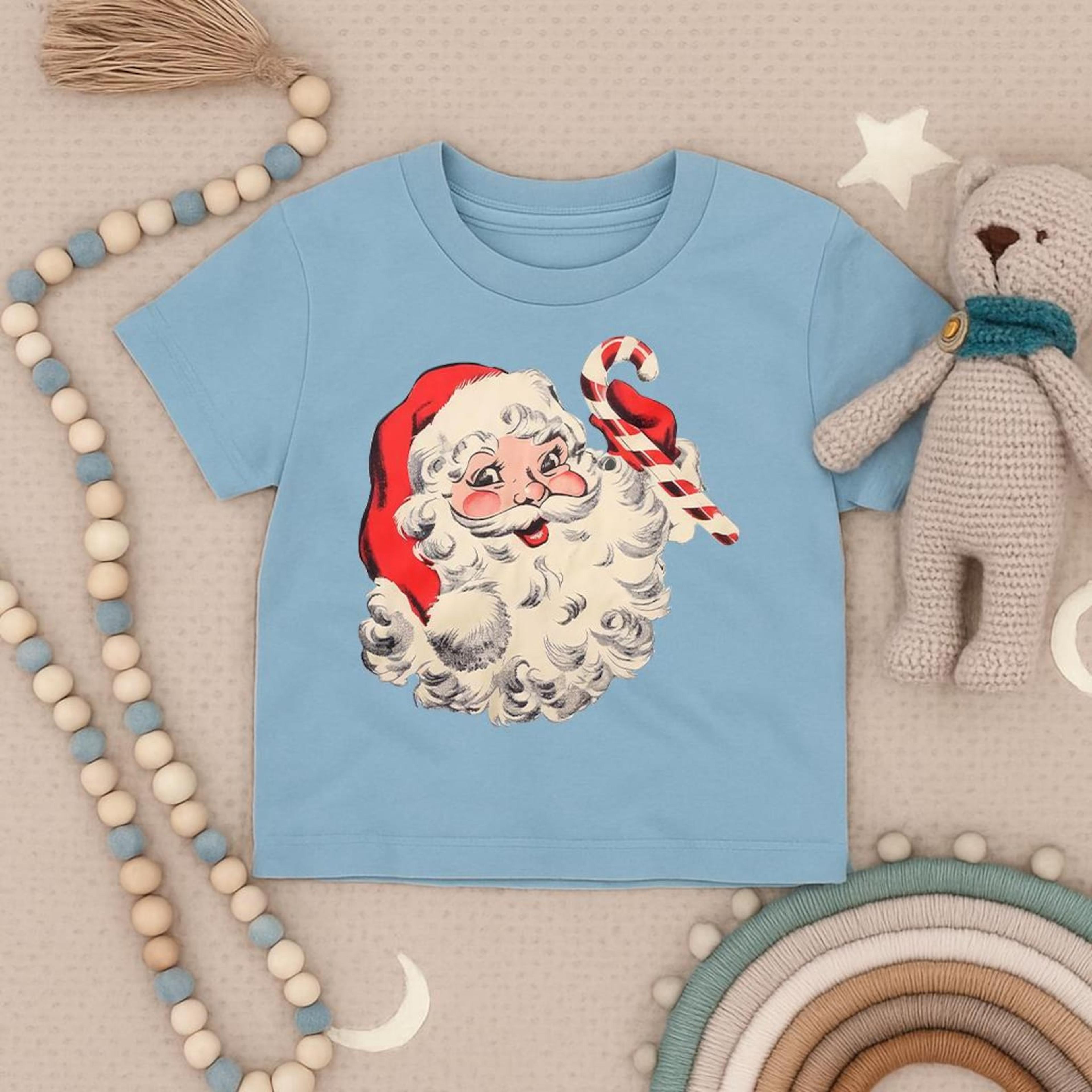 Vintage Santa Toddler Shirt Retro Christmas Kids Shirt Cute Santa Holiday Tee Christmas Outfit Gift 3