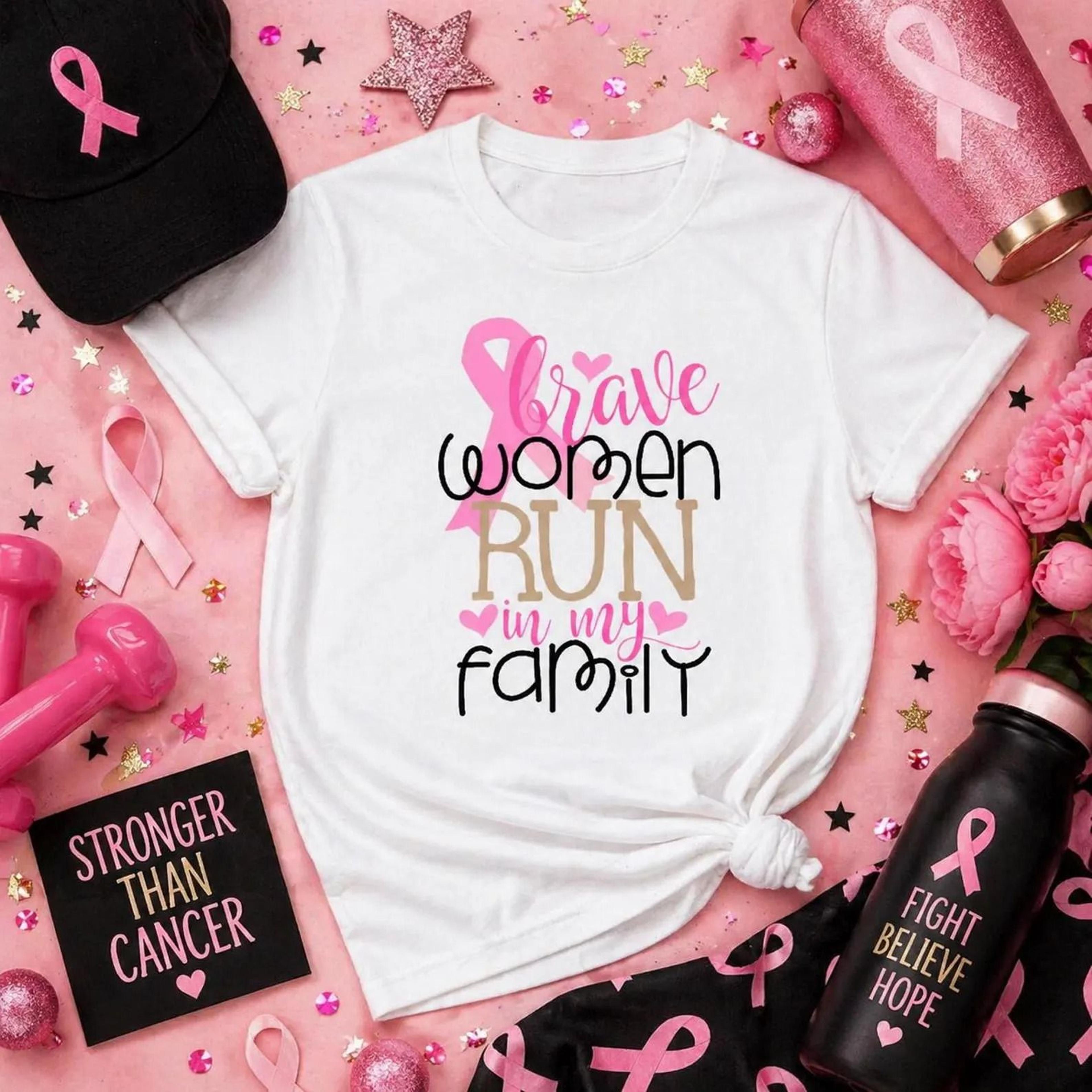 strong women run in my family shirt, breast cancer awareness tee, pink ribbon support sweatshirt