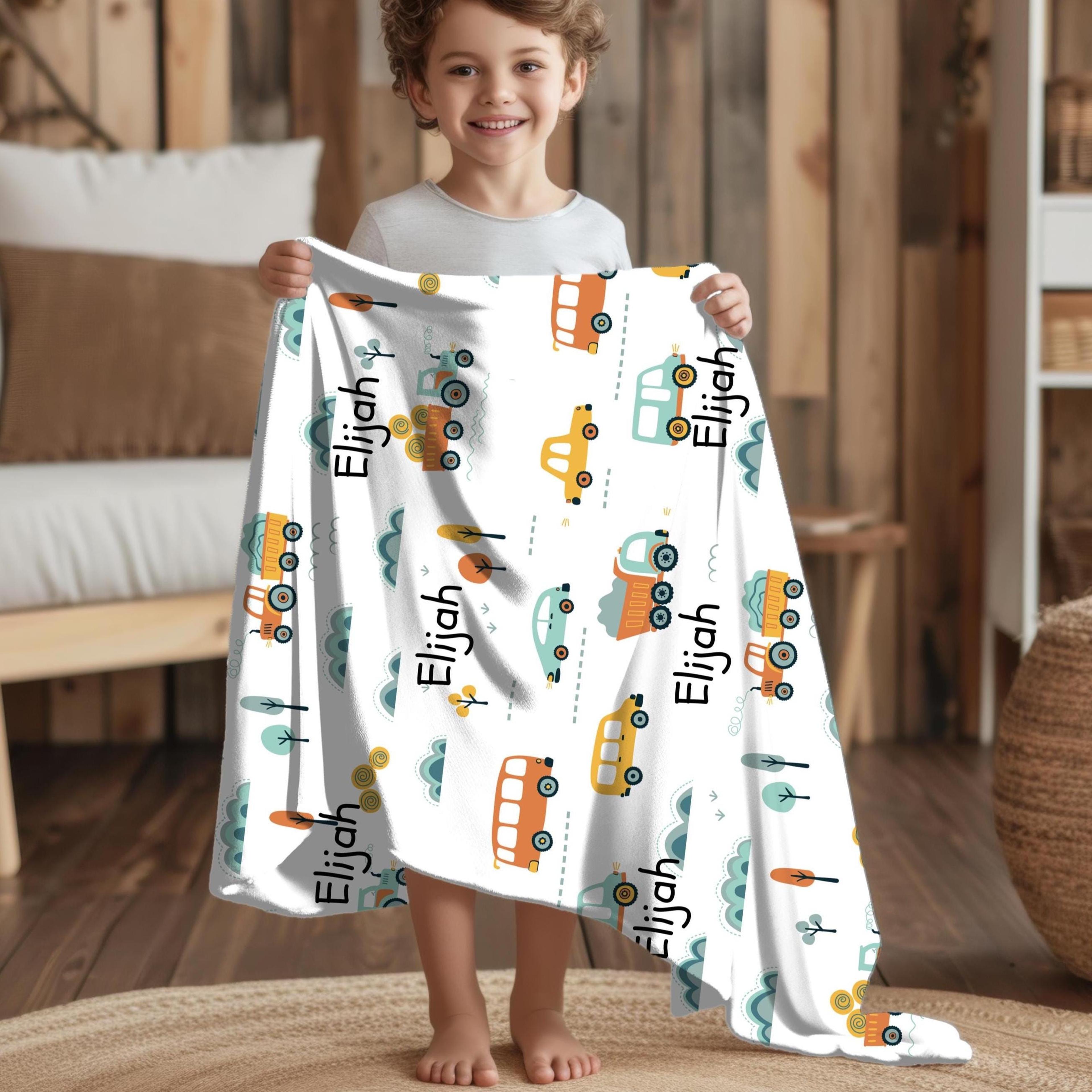personalized kids plush blanket, custom name velveteen throw, cozy boys & girls bedroom decor, birthday & christmas gift