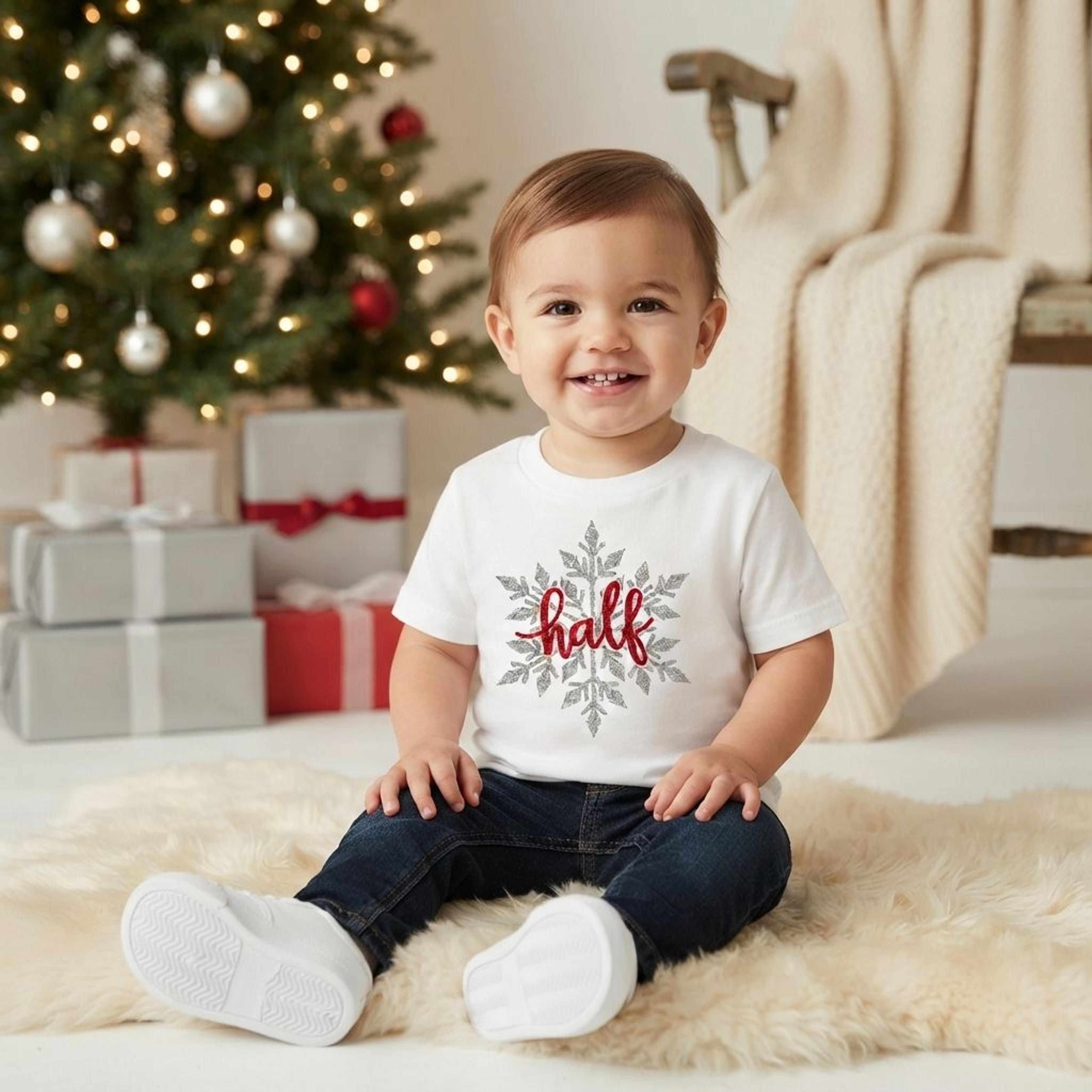 candy cane christmas half birthday outfit, 6 month baby girl tutu set, snowflake bodysuit, holiday cake smash outfit