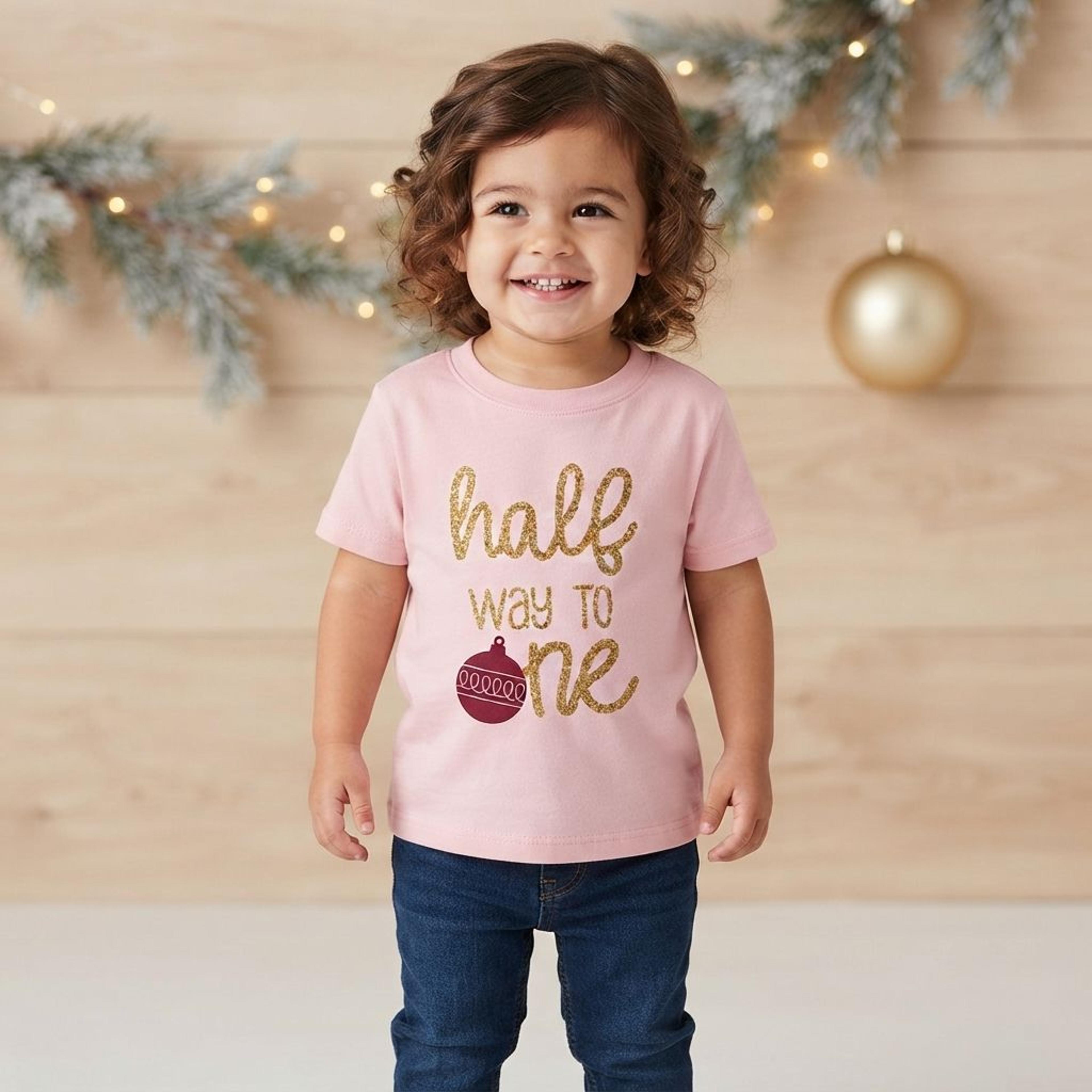 christmas half way to one outfit, 6 month baby girl tutu set, half birthday bodysuit, holiday christmas photo outfit