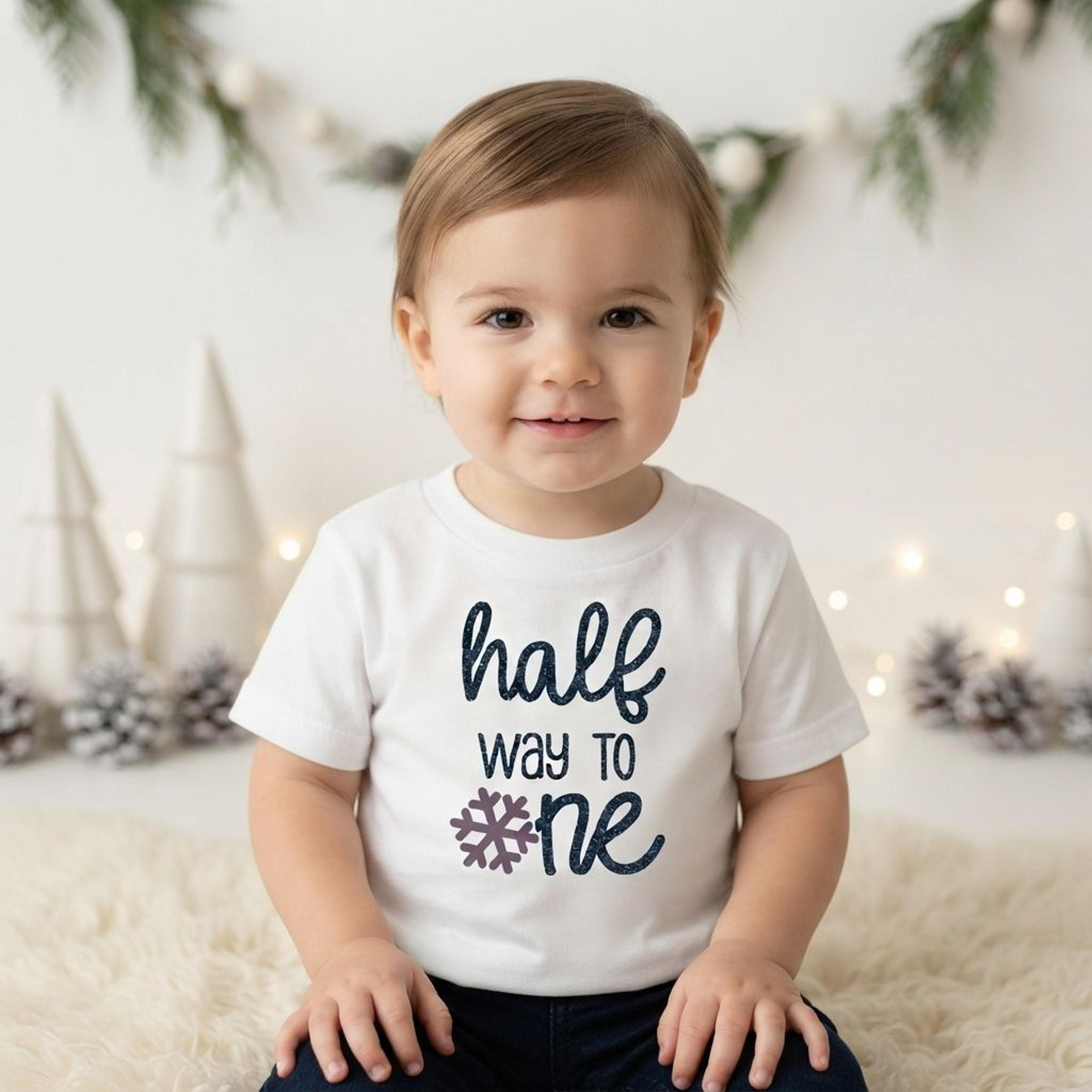snowflake half way to one outfit, purple blue baby girl tutu set, 6 month half birthday bodysuit, winter photo outfit