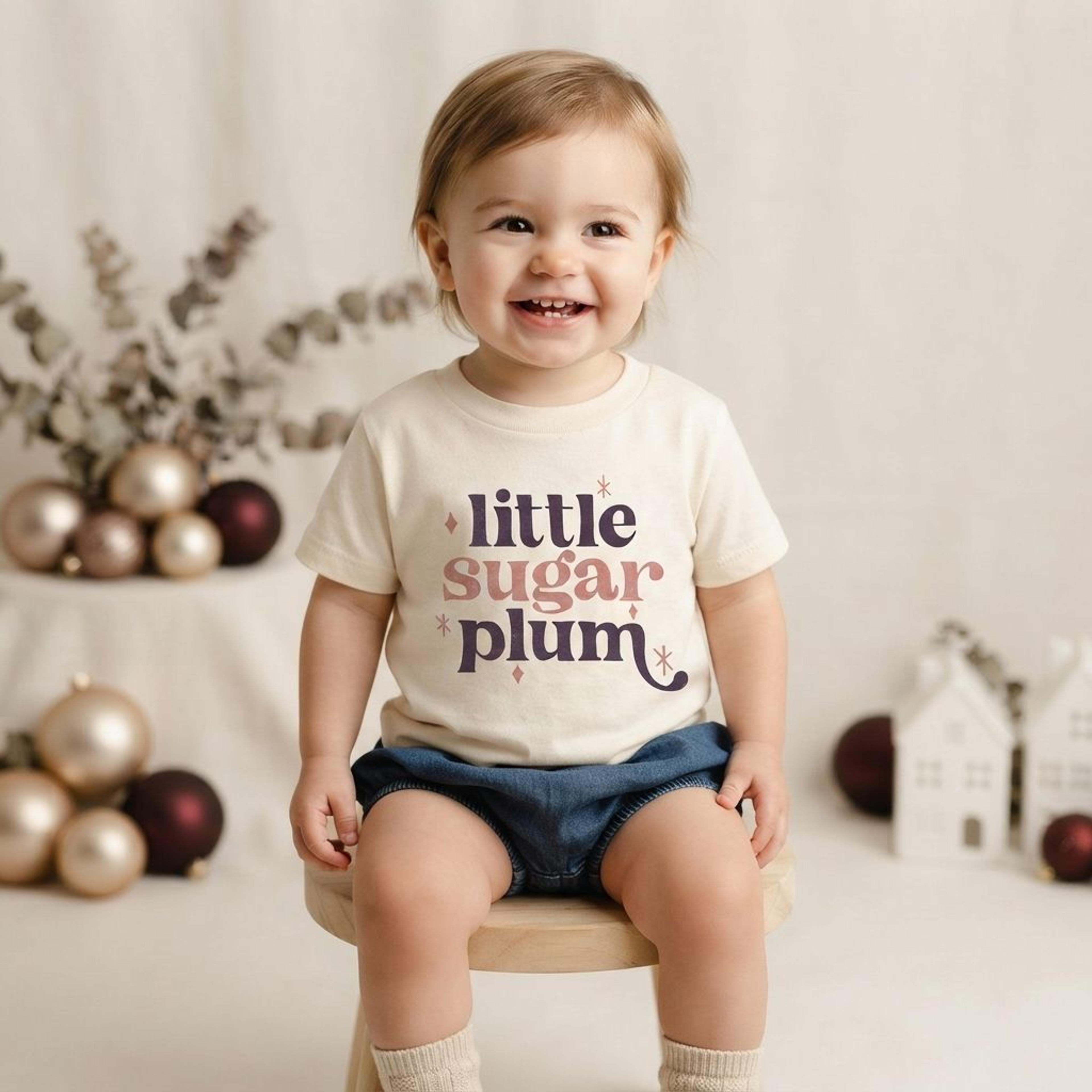 little sugar plum christmas outfit, baby girl nutcracker tutu set, sugar plum fairy bodysuit, holiday photo outfit