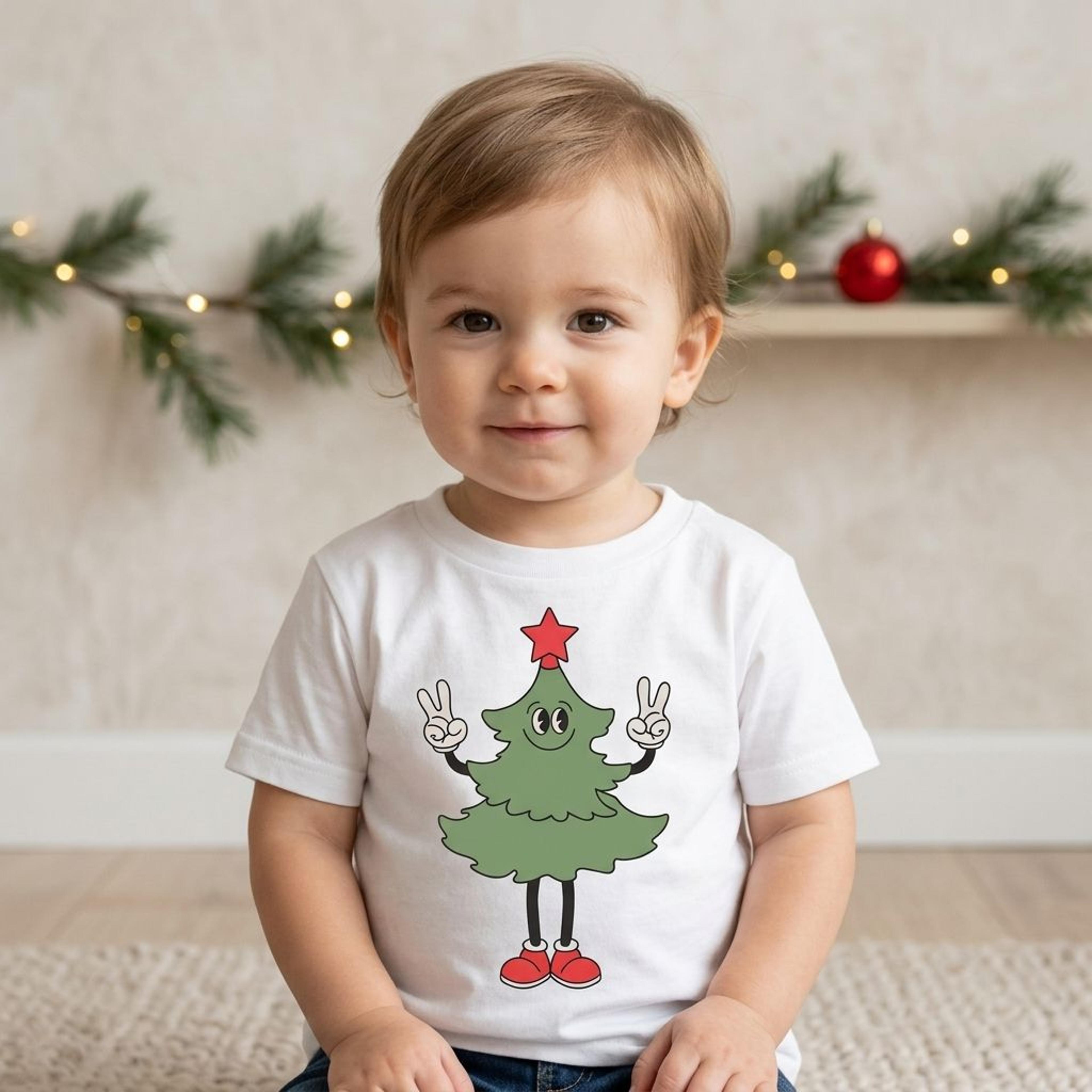 christmas tree kids shirt, baby first christmas bodysuit, retro holiday tee, toddler xmas raglan, festive gift