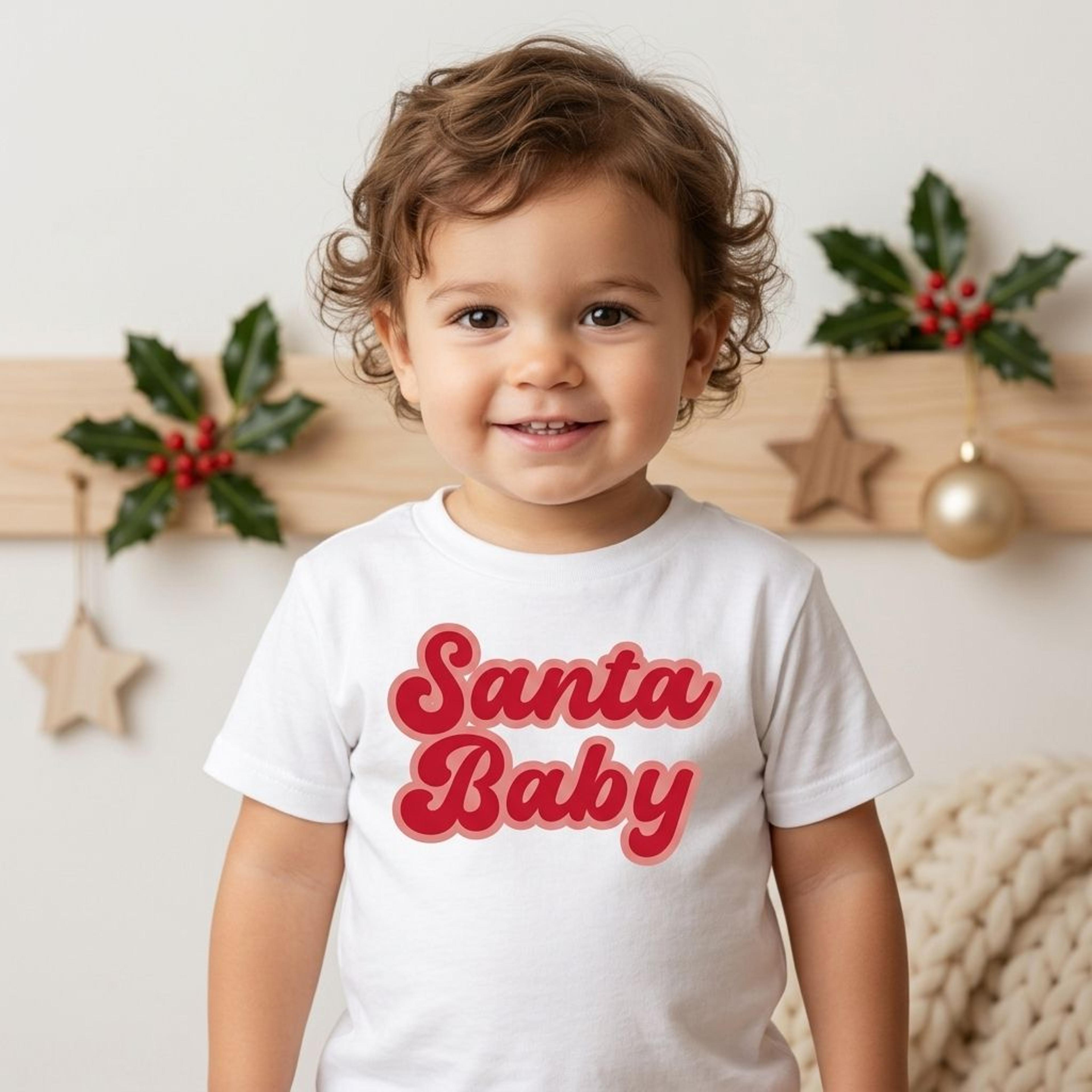 santa baby christmas shirt, retro kids holiday tee, baby bodysuit, toddler christmas raglan, first christmas outfit