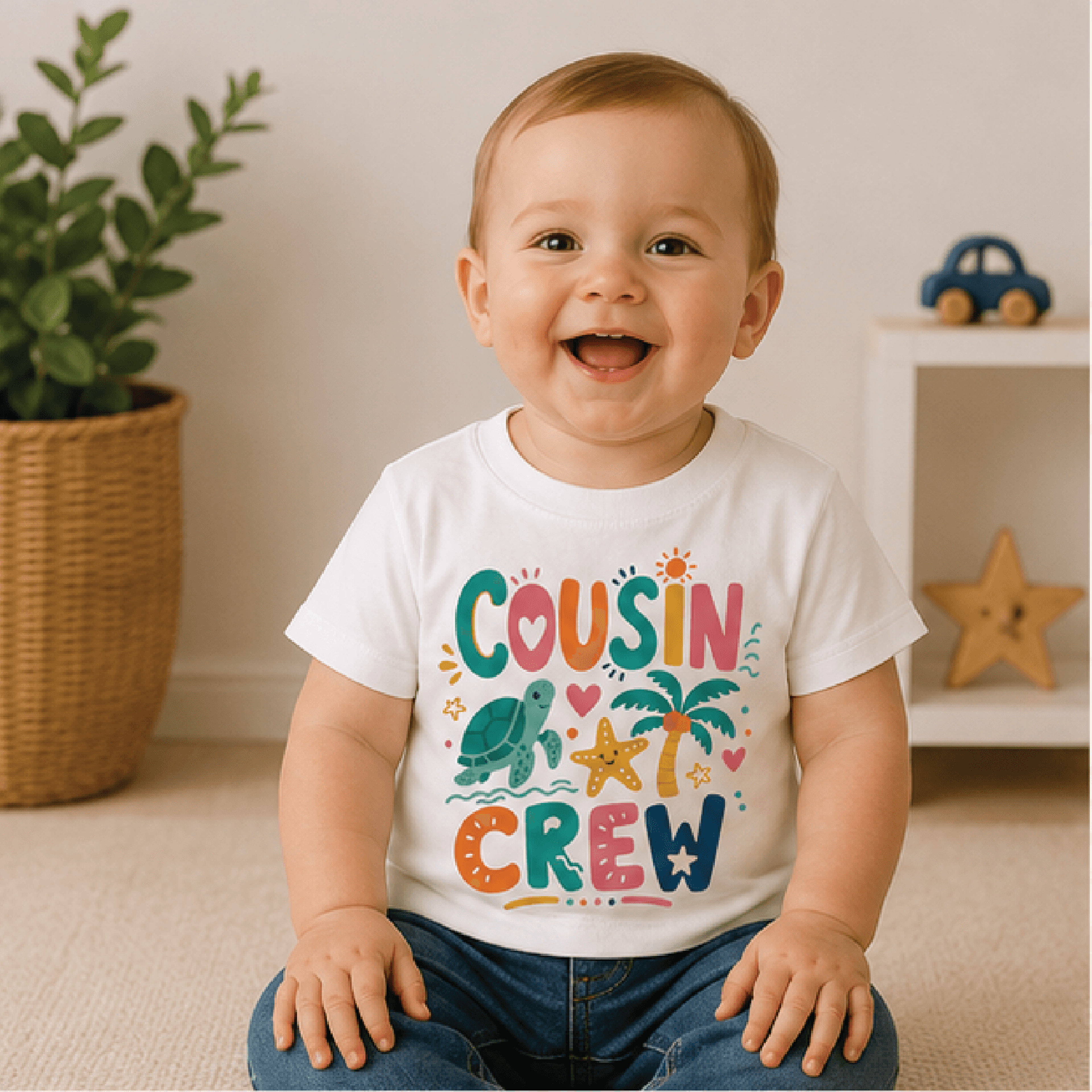 cousin crew toddler shirt, sea turtle kids tee, matching cousin beach shirt, summer family vacation outfit