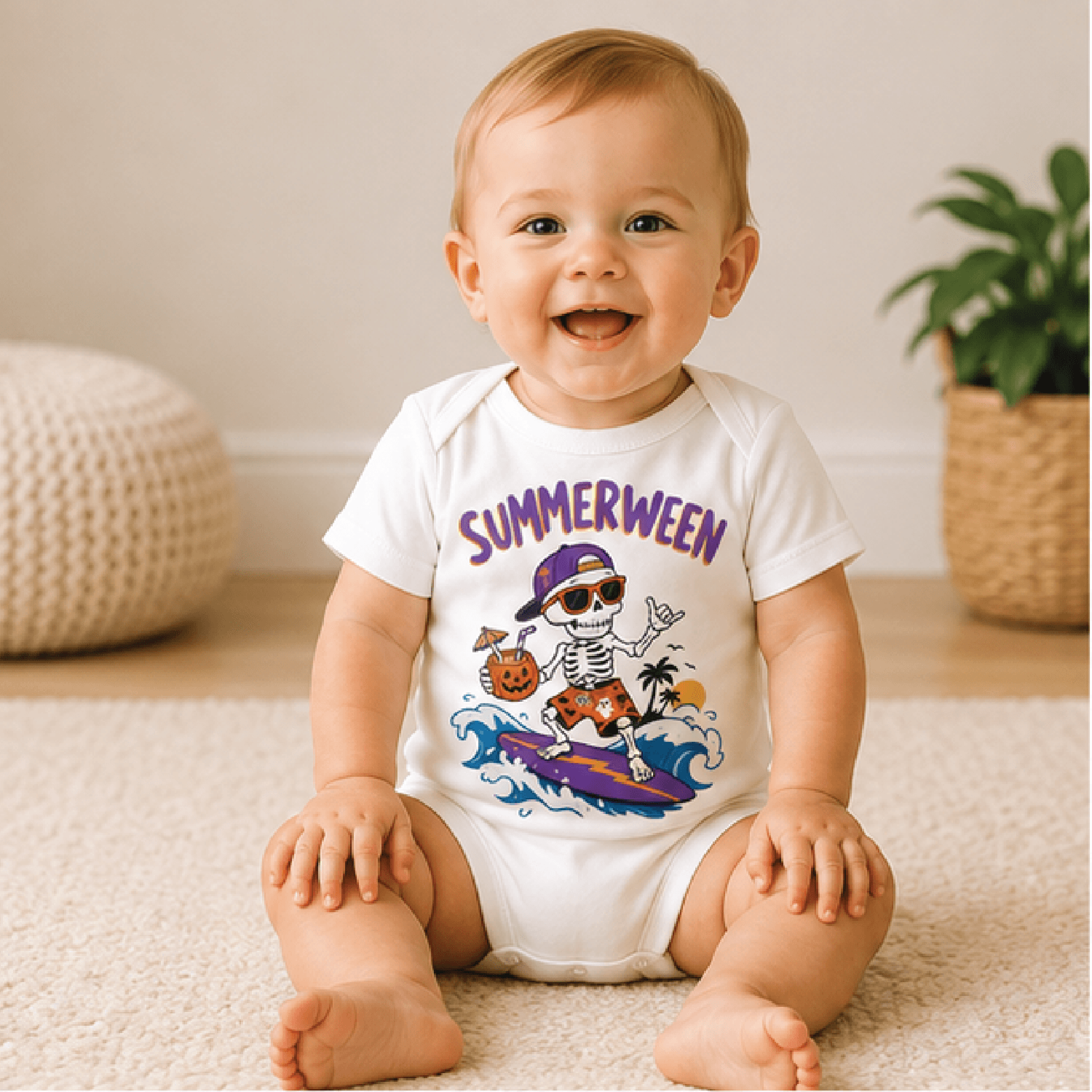 summerween skeleton surfer shirt, funny halloween toddler tee, spooky beach kids shirt, summer halloween outfit