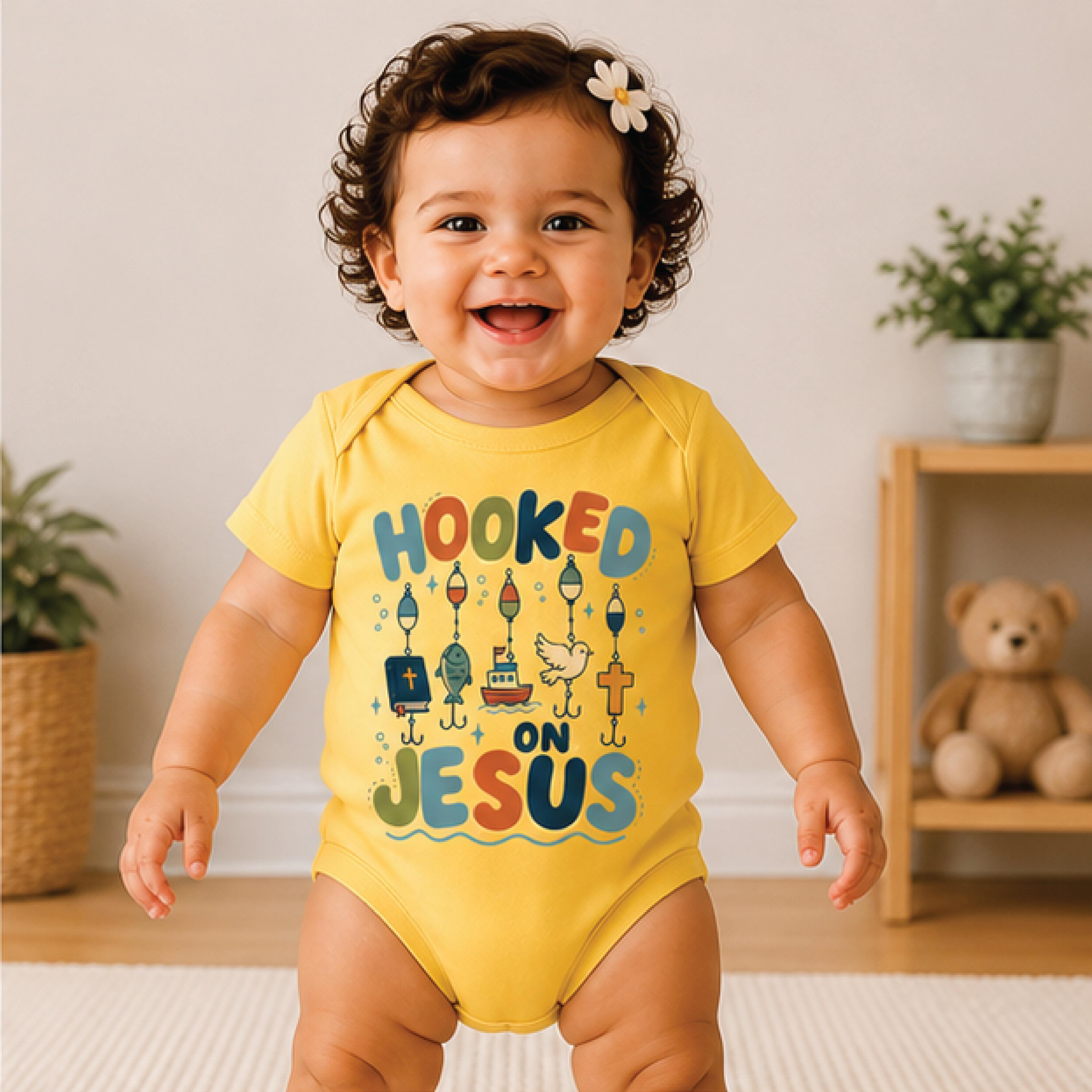 hooked on jesus toddler shirt, christian fishing kids tee, faith based boys shirt, jesus fisherman gift for kids