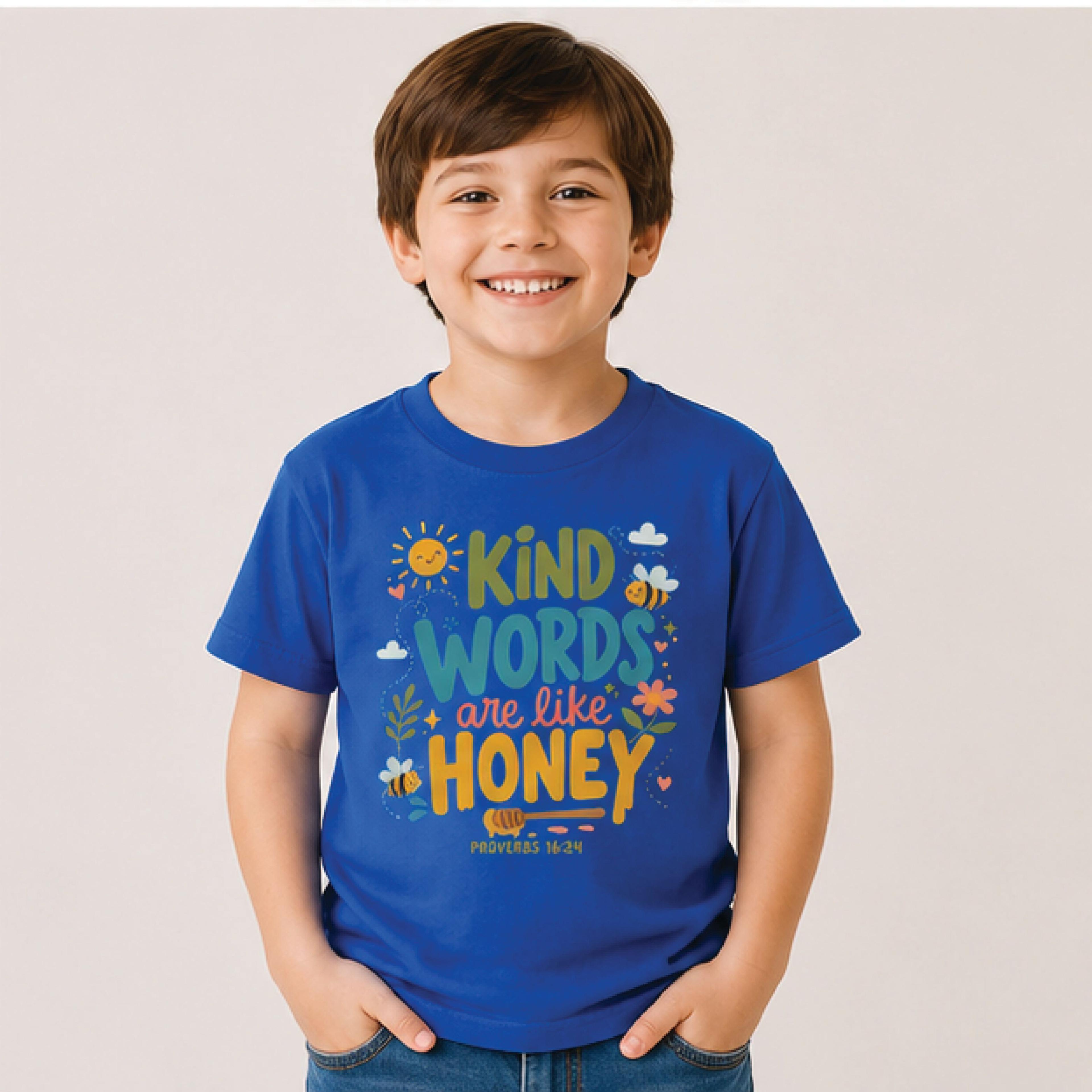 Kind Words Are Like Honey Kids Shirt Proverbs 16 24 Christian Toddler Tee Bible Verse Bee Shirt Fai 3
