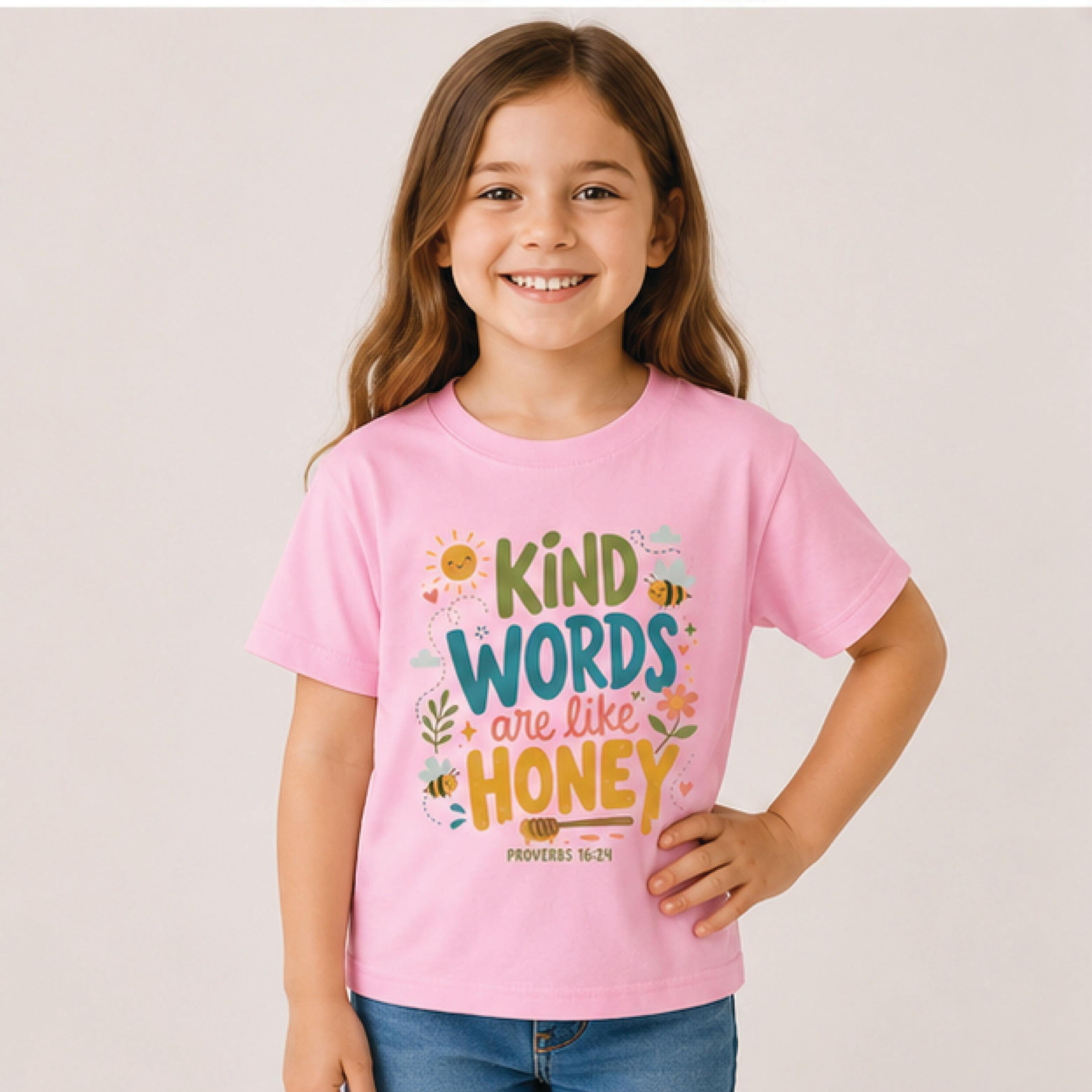 Kind Words Are Like Honey Kids Shirt Proverbs 16 24 Christian Toddler Tee Bible Verse Bee Shirt Fai 2