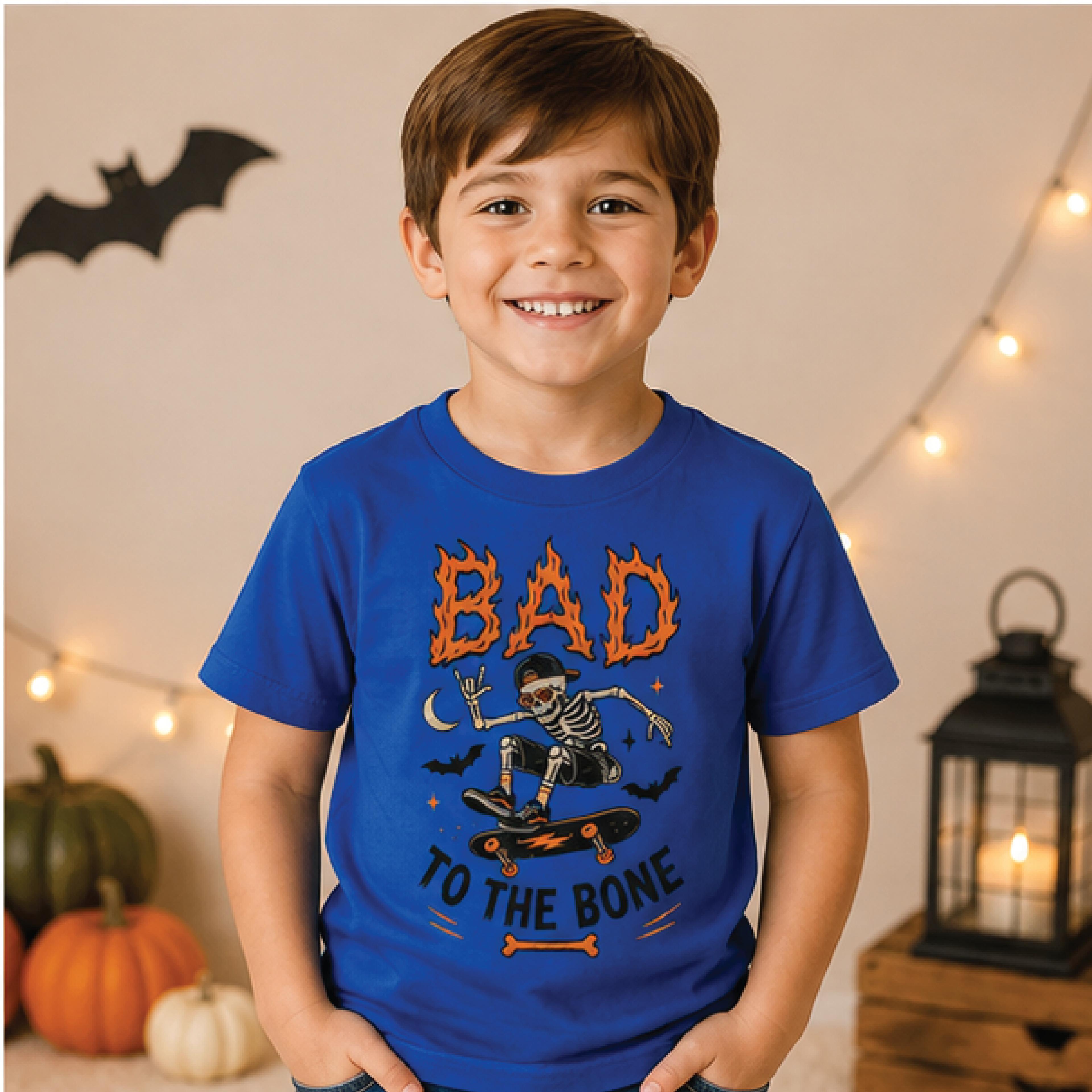 Bad To The Bone Skeleton Kids Shirt Funny Halloween Toddler Tee Spooky Skeleton Shirt Trick Or Trea 3