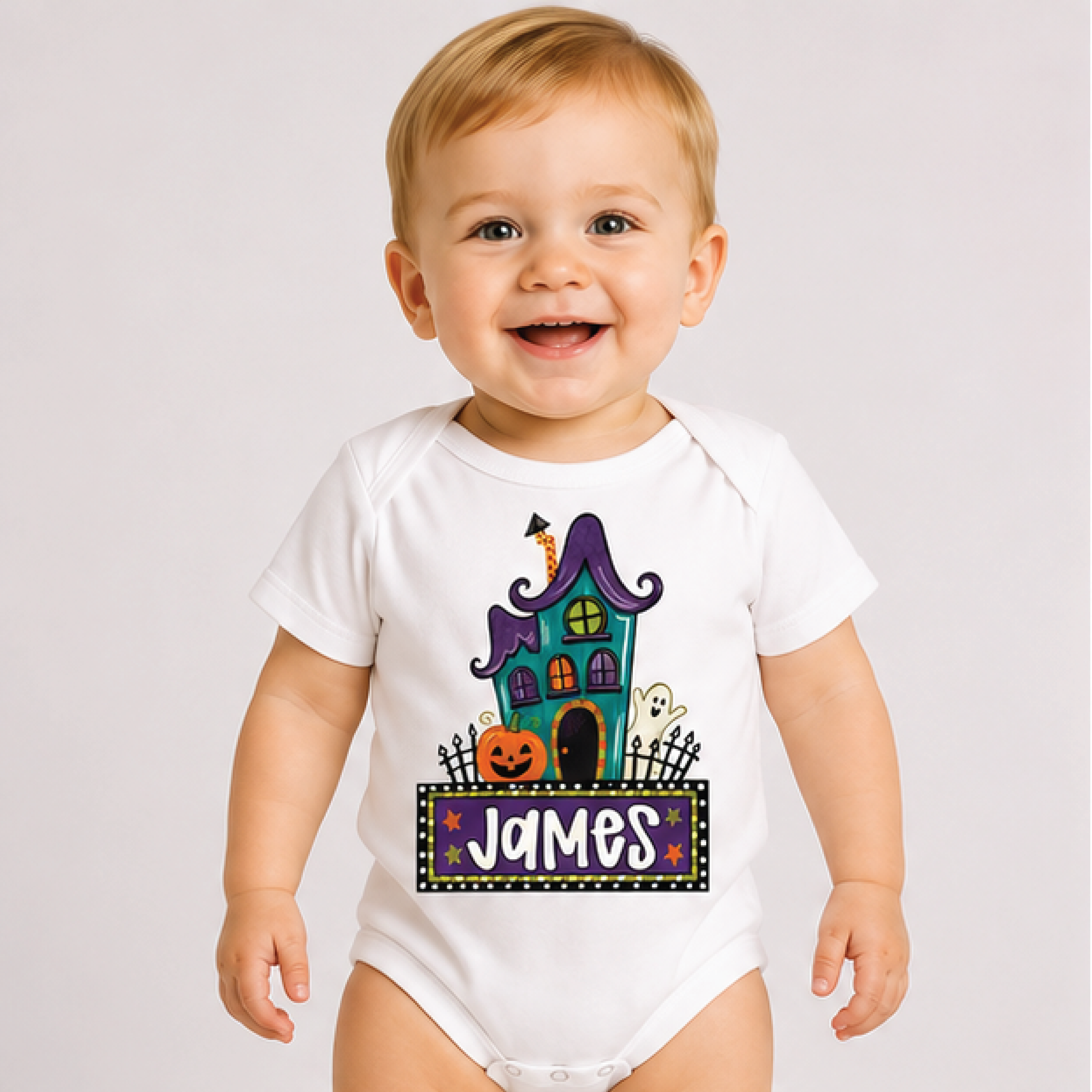 personalized haunted house kids shirt, custom name halloween toddler tee, spooky ghost shirt, trick or treat outfit gift