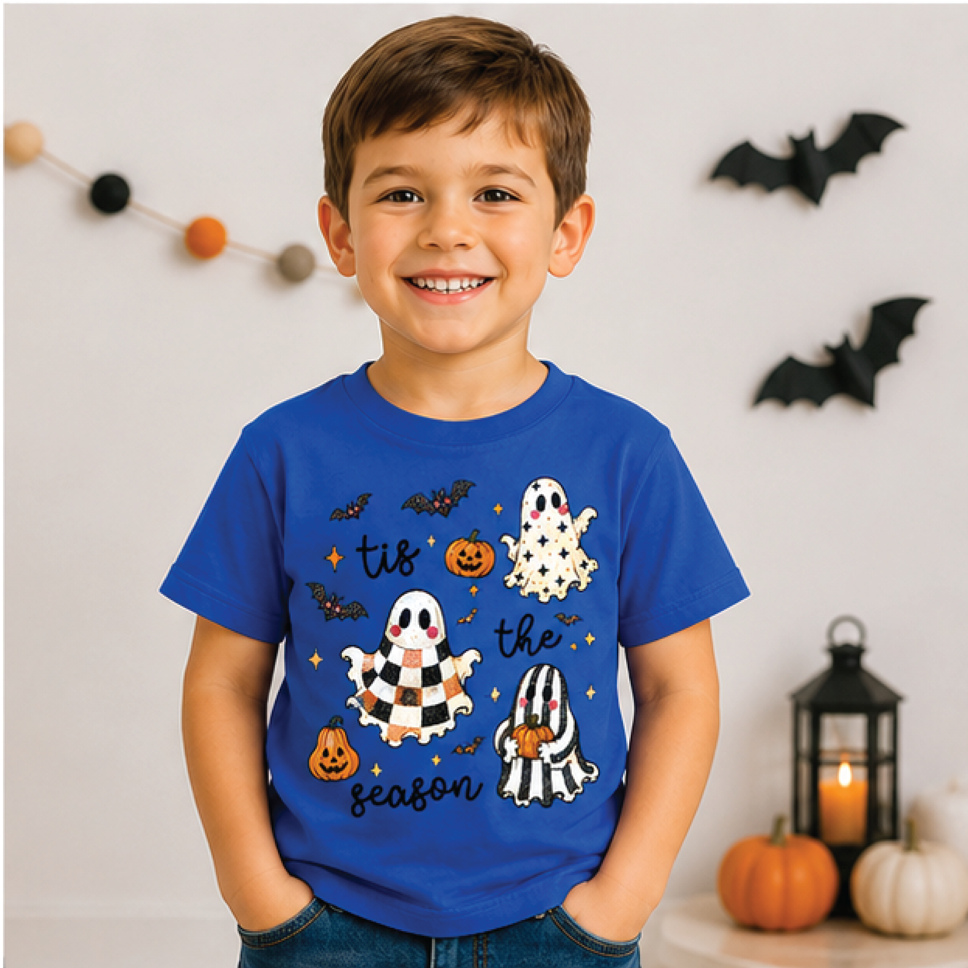 Tis The Season Ghost Kids Shirt Spooky Halloween Toddler Tee Cute Ghost Pumpkin Fall Shirt Trick Or 3