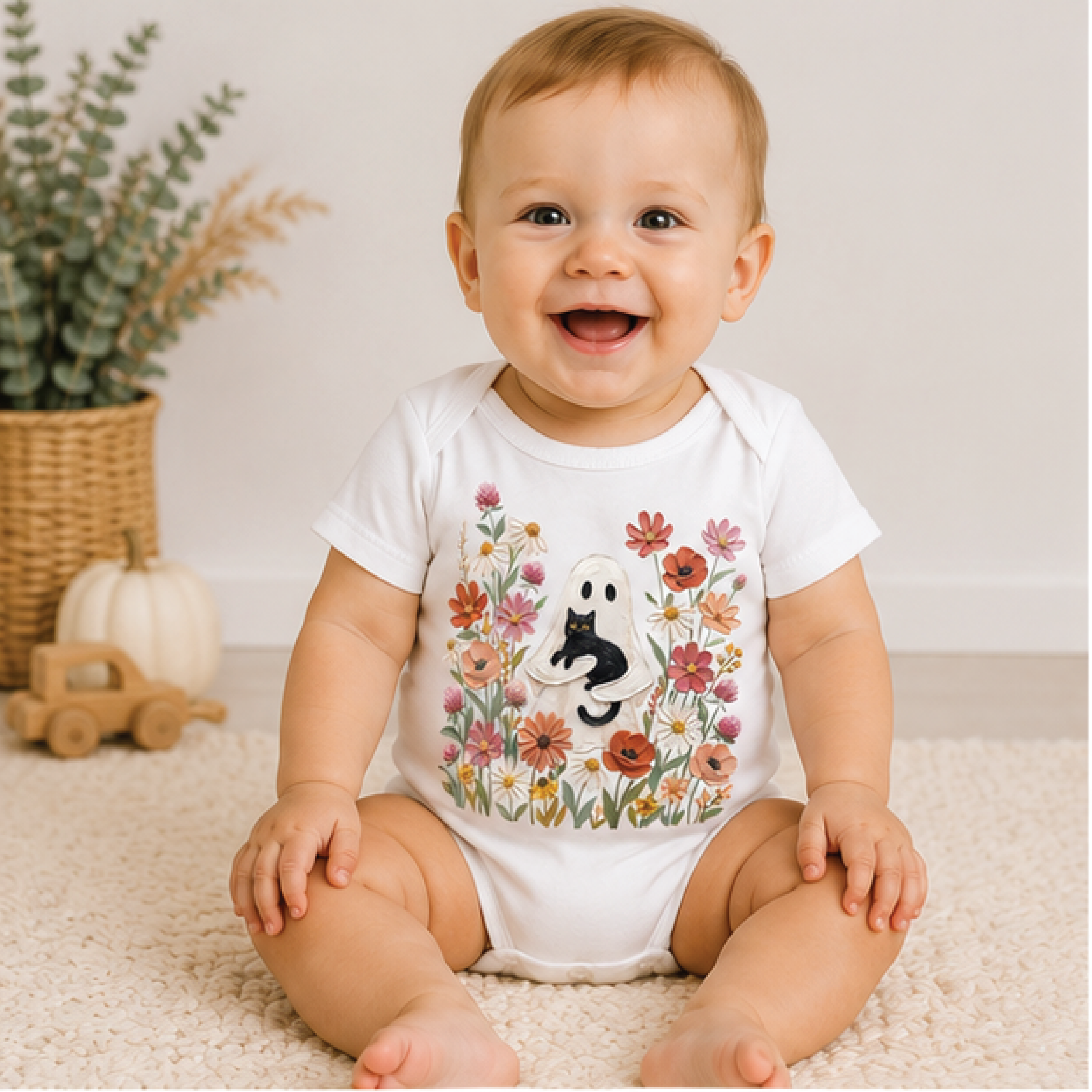 vintage ghost black cat kids shirt, floral halloween toddler tee, cute pumpkin fall shirt, boho spooky kids outfit