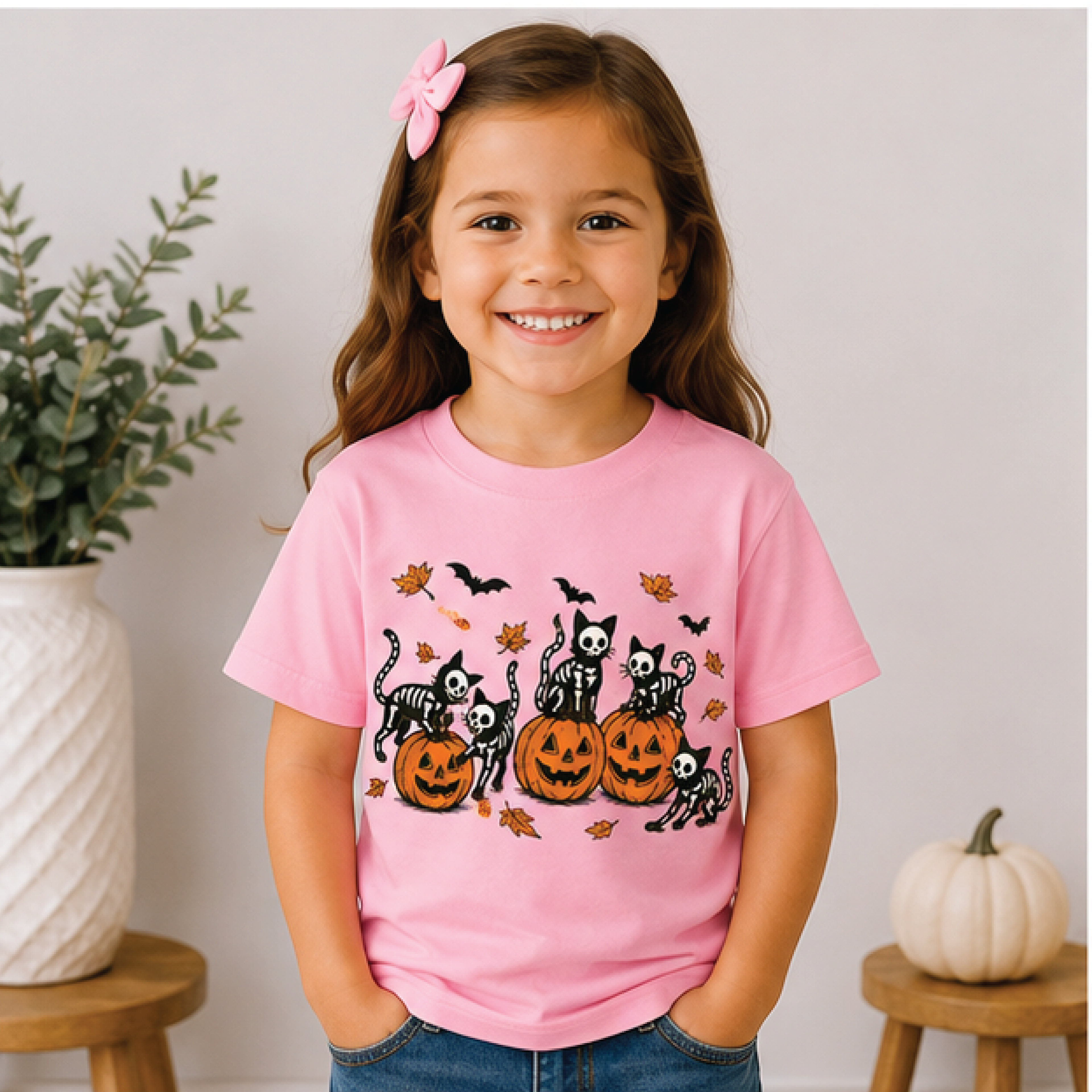 Black Cat Pumpkin Halloween Kids Shirt Spooky Kitty Toddler Tee Cute Pumpkin Cat Fall Shirt Trick O 2