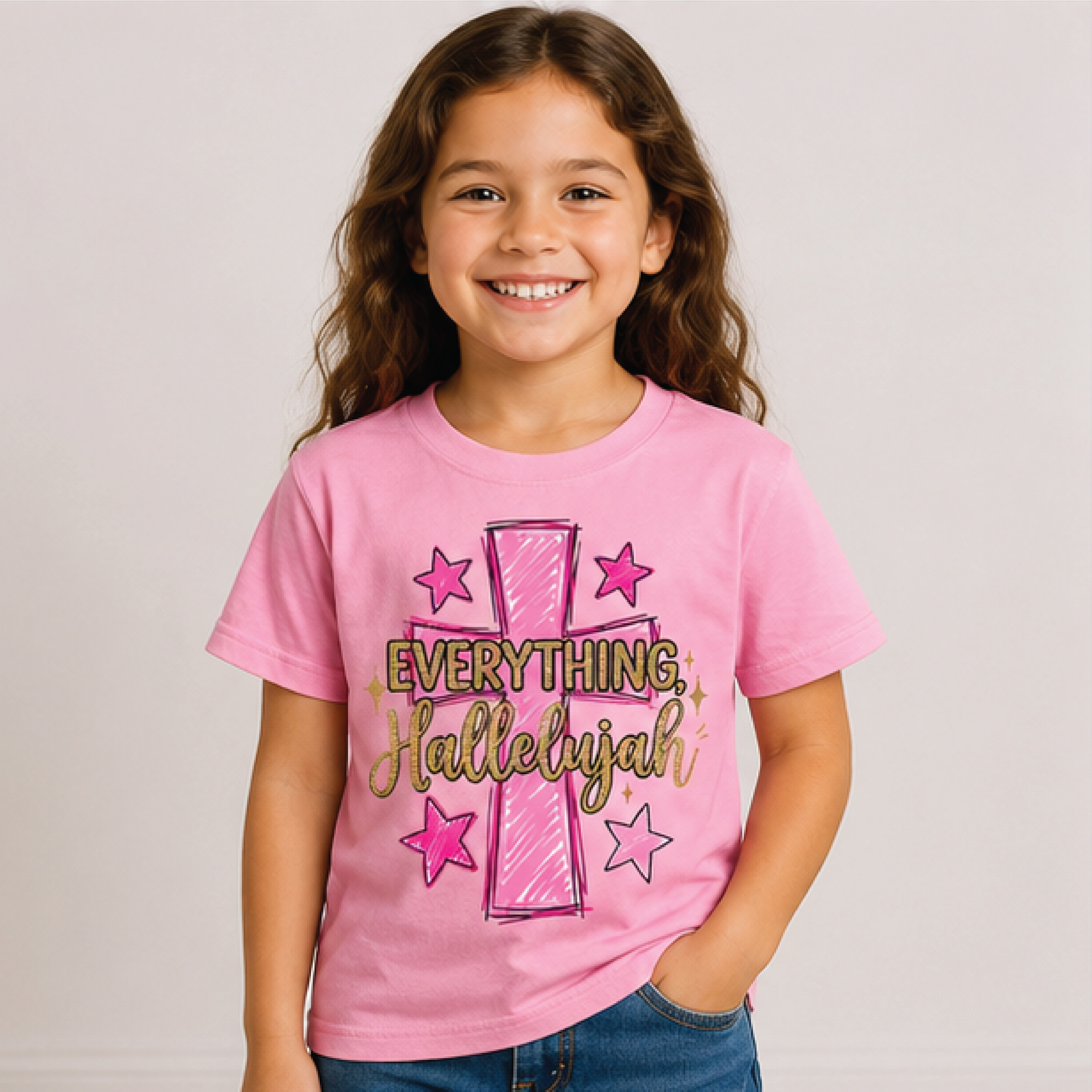 everything hallelujah christian kids shirt, jesus faith toddler tee, retro cross baby bodysuit, religious youth shirt gi